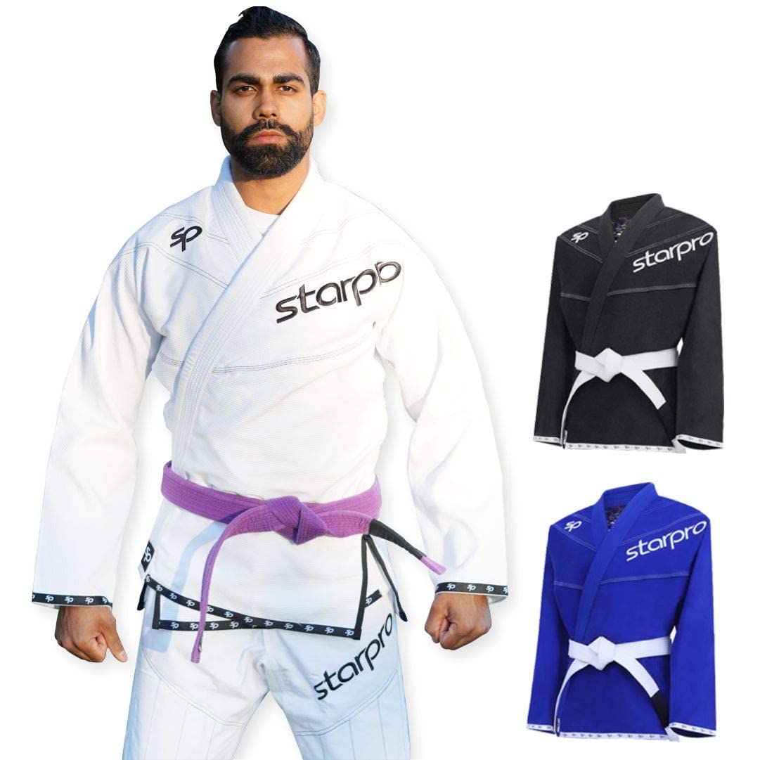 Starpro Premium Jiu Jitsu Gi - Preshrunk BJJ Gi Lightweight & Durable For Men, Many Sizes & Colors (Jacket & Pants, Belt Not Included)