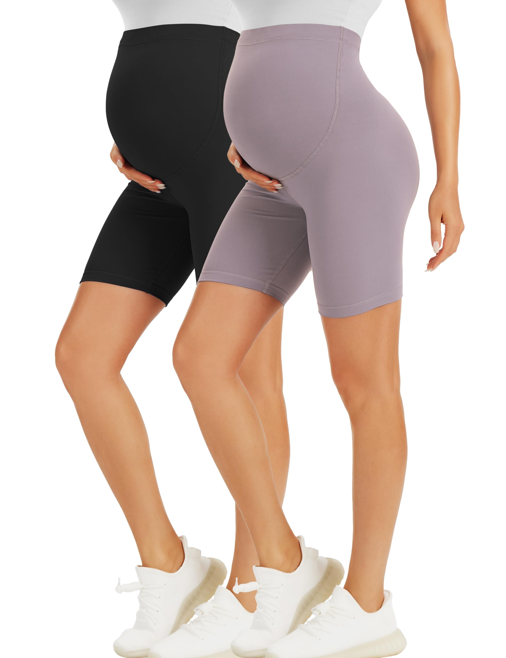Maternity Shorts 2 Pack Over Bump - Black/Lunar Rock S-image-f06b9eb8-3b51-46ca-92e9-a49292224f54-96587