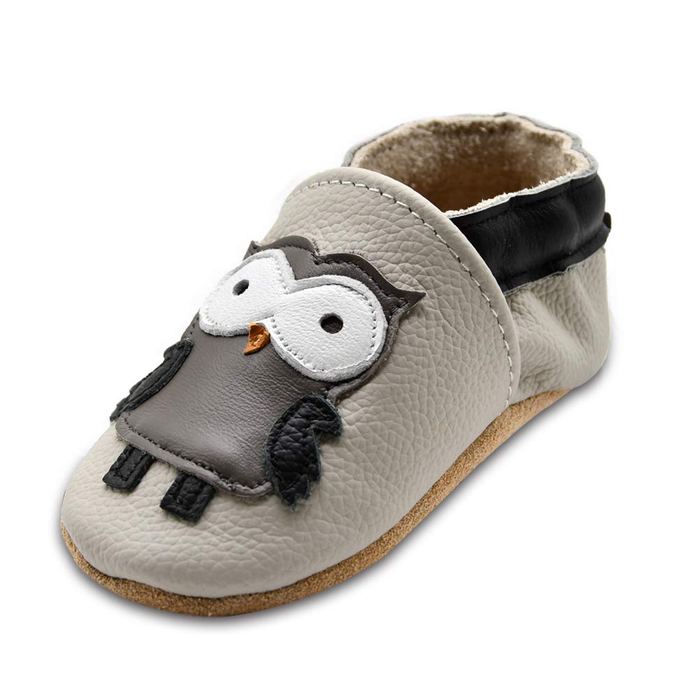 Baby Leather Moccasins - Grey Owl 6-12 Months-image-8d73cee0-1f24-40af-8746-614dcb9b0646-111744