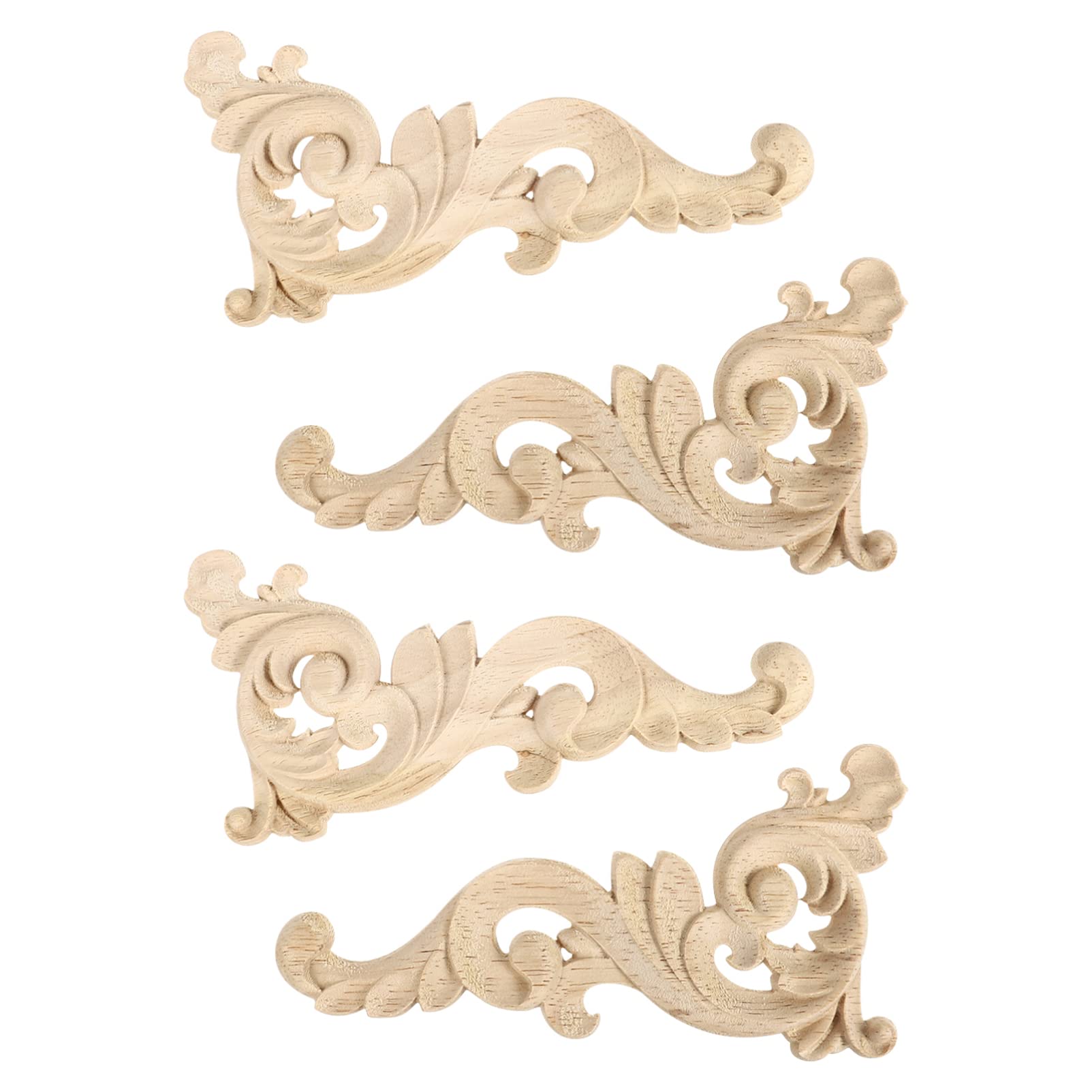 Decorative Wooden Flower Appliques - Unpainted Wood Craft for DIY Home Décor - Set of 4 (16x8 cm)-image-e588ed5c-27bf-488d-bf68-a6e0b0234b51-67722