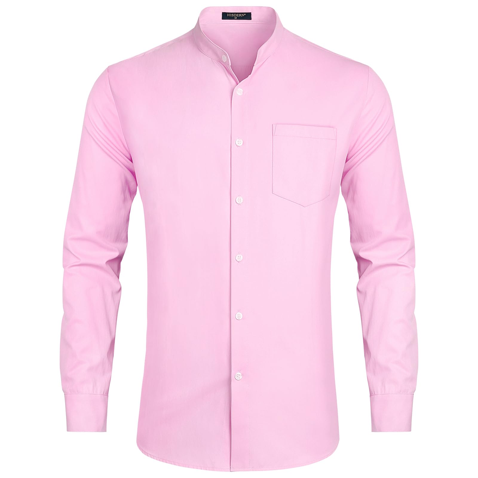 Men's Grandad Collar Dress Shirt - Pink 4XL-image-548f6e62-372f-4058-8614-1e4b79f90f65-102250