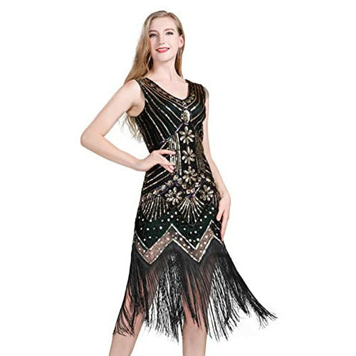 slim fit dress slacks Cream and Gold Flapper Dress main image 1