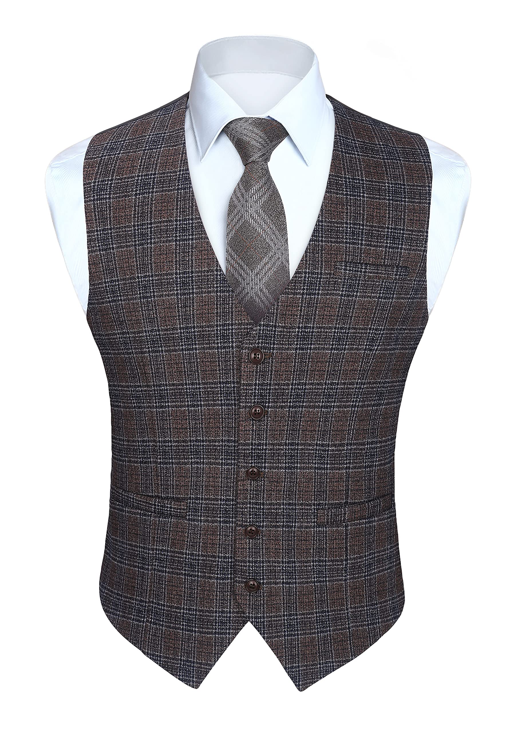 Men's Check Waistcoat - Light Brown XL-image-c41c0bd4-6c91-466f-8910-247fc9776560-103946