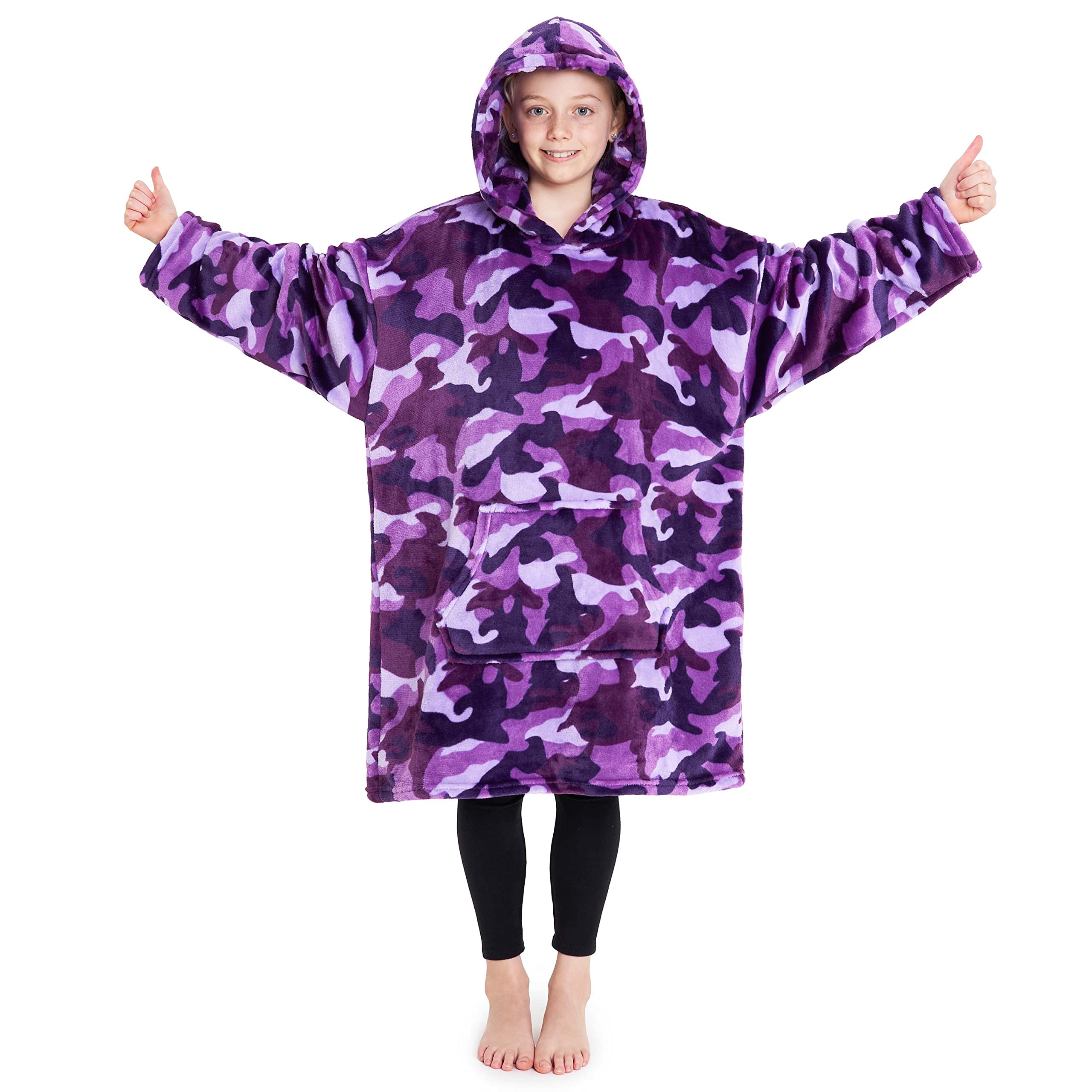 Girls' Fleece Hoodie Blanket - Purple Camo One Size-image-53cd1f93-ce93-4d97-96ce-30a14ccab2c7-80963