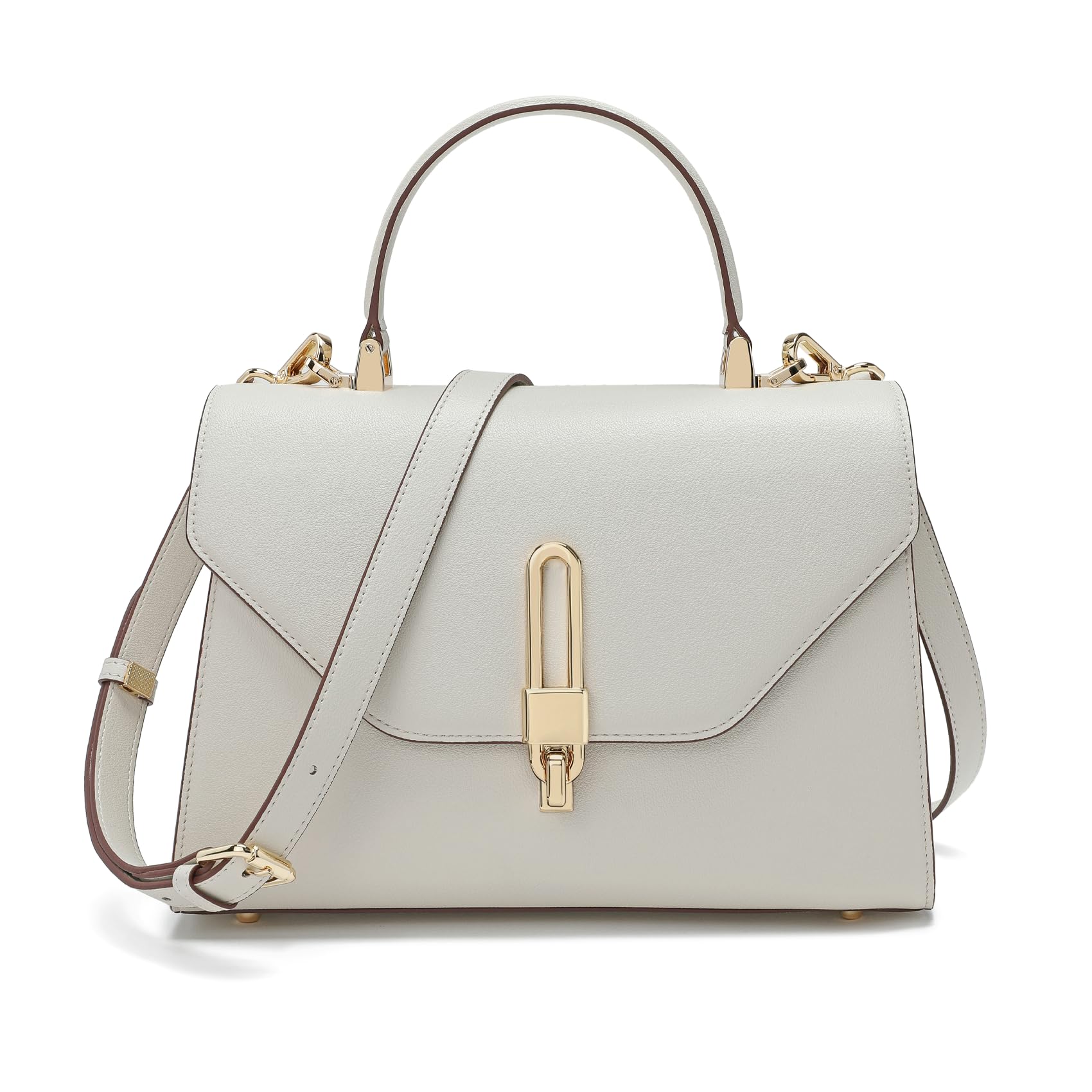 Women's Leather Crossbody Handbag - Beige-image-1fb5ce46-2bfb-407c-b87a-4b76df71de7d-92727
