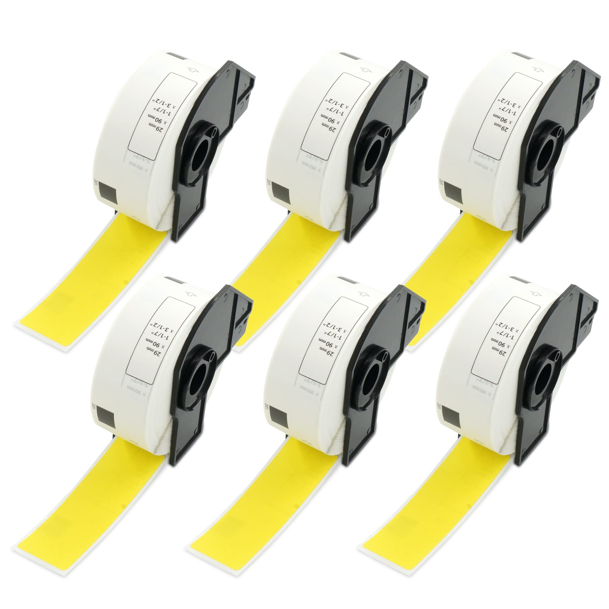 BETCKEY - 6 Rolls DK-11208 Coloured Labels, 38mm x 90mm, Black on Yellow for Brother QL Printers-image-691955d6-f5b2-4f8f-ac2f-898f73d74115-56716