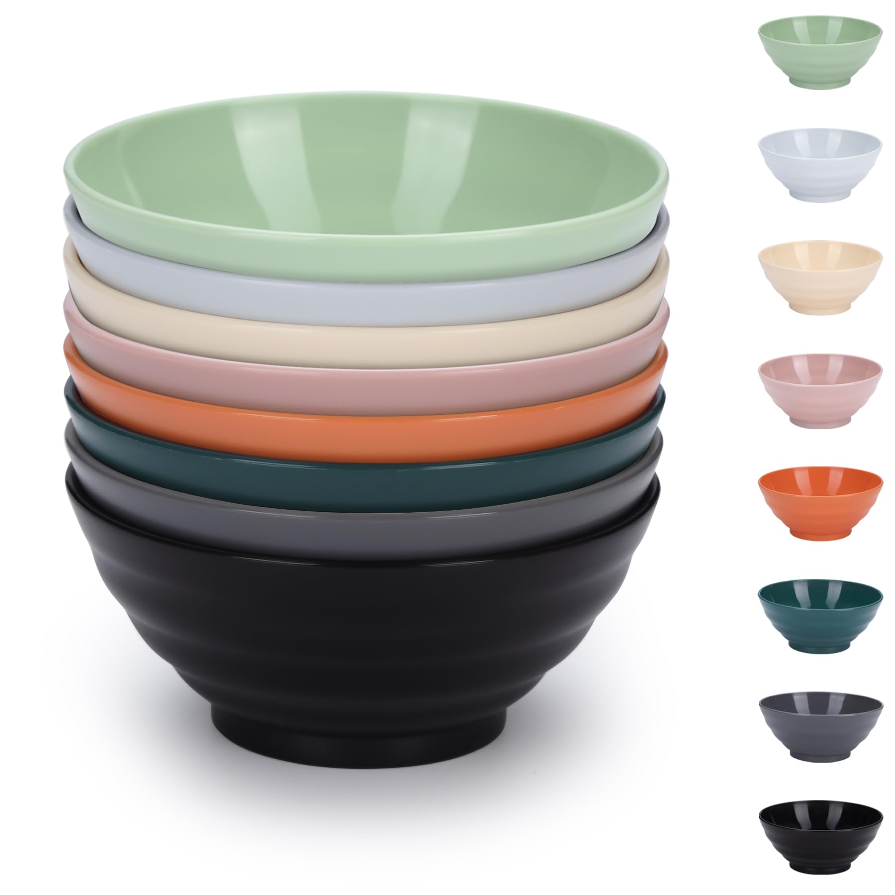 Evanda 8-Piece Unbreakable 750ml Plastic Bowls Set - Multi-Colour Lightweight Bowls for Cereal, Soup & More-image-8297d2e1-03b6-4cb3-8be3-cf7917ff9a20-54463
