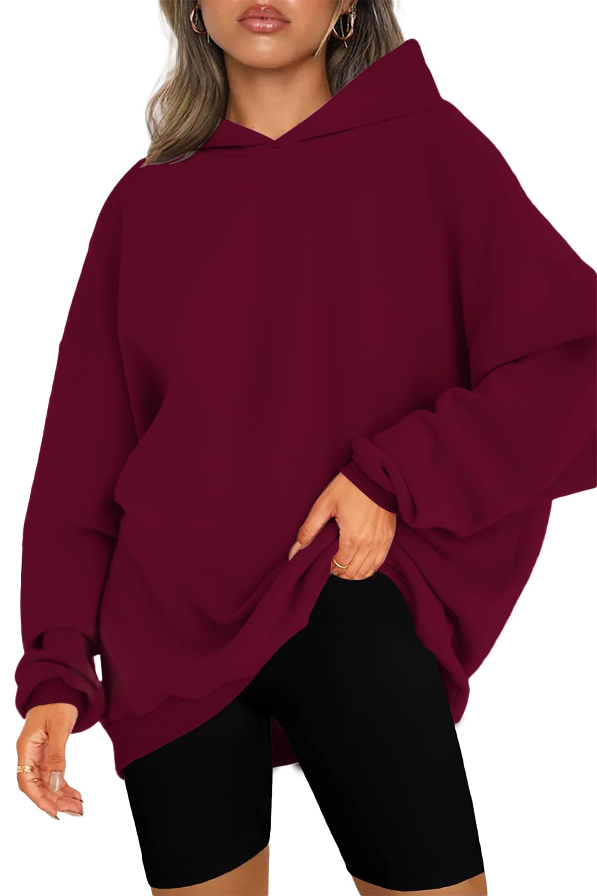 Women's Oversized Fleece Hoodie - Wine Red L-image-a5b438fb-fb70-41af-9b1a-33b9067c9d5f-105807