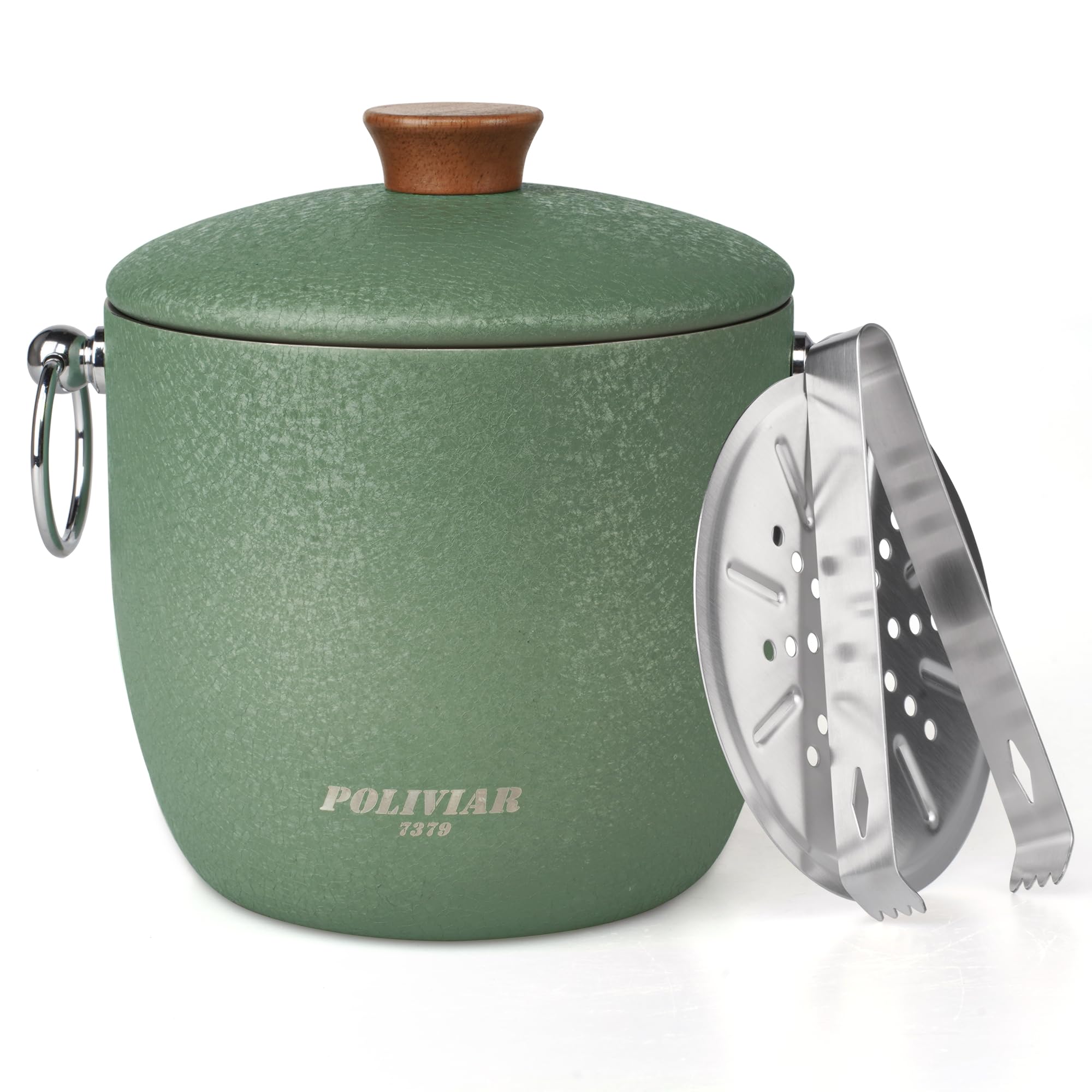 Stainless Steel Ice Bucket 2.5L - Green Crackle-image-b3358ba0-b29d-4133-9317-d09aa30897b2-119094