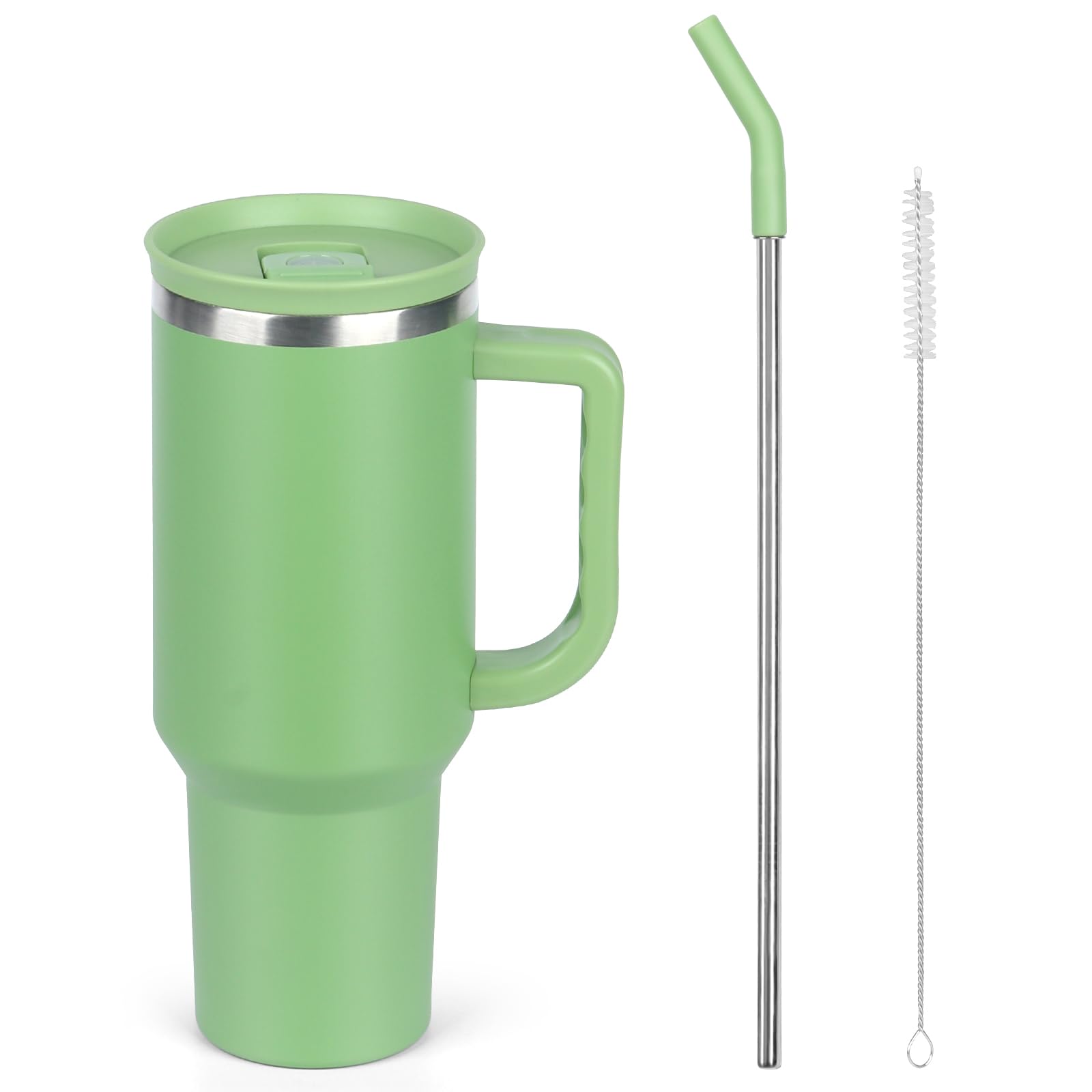 XSUPER 40oz Green Stainless Steel Tumbler with Straw & Lid - Insulated Travel Mug for Hot & Cold Drinks-image-bc683e56-9657-48cf-b2d2-e46d3fffe1b3-57569