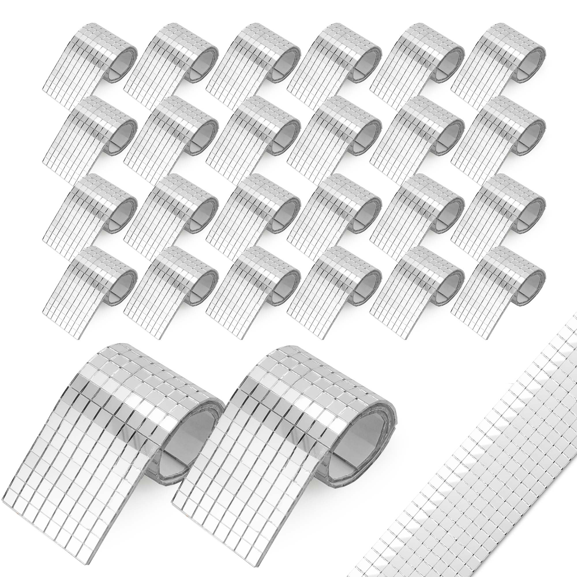 26 Roll Self-Adhesive Mirror Mosaic Tiles - 12064 Mini Glass Mirrors for DIY Craft & Wall Décor, 5x5mm Silver Tiles-image-bd398daa-adca-496c-9329-c0a5df937bbc-67390