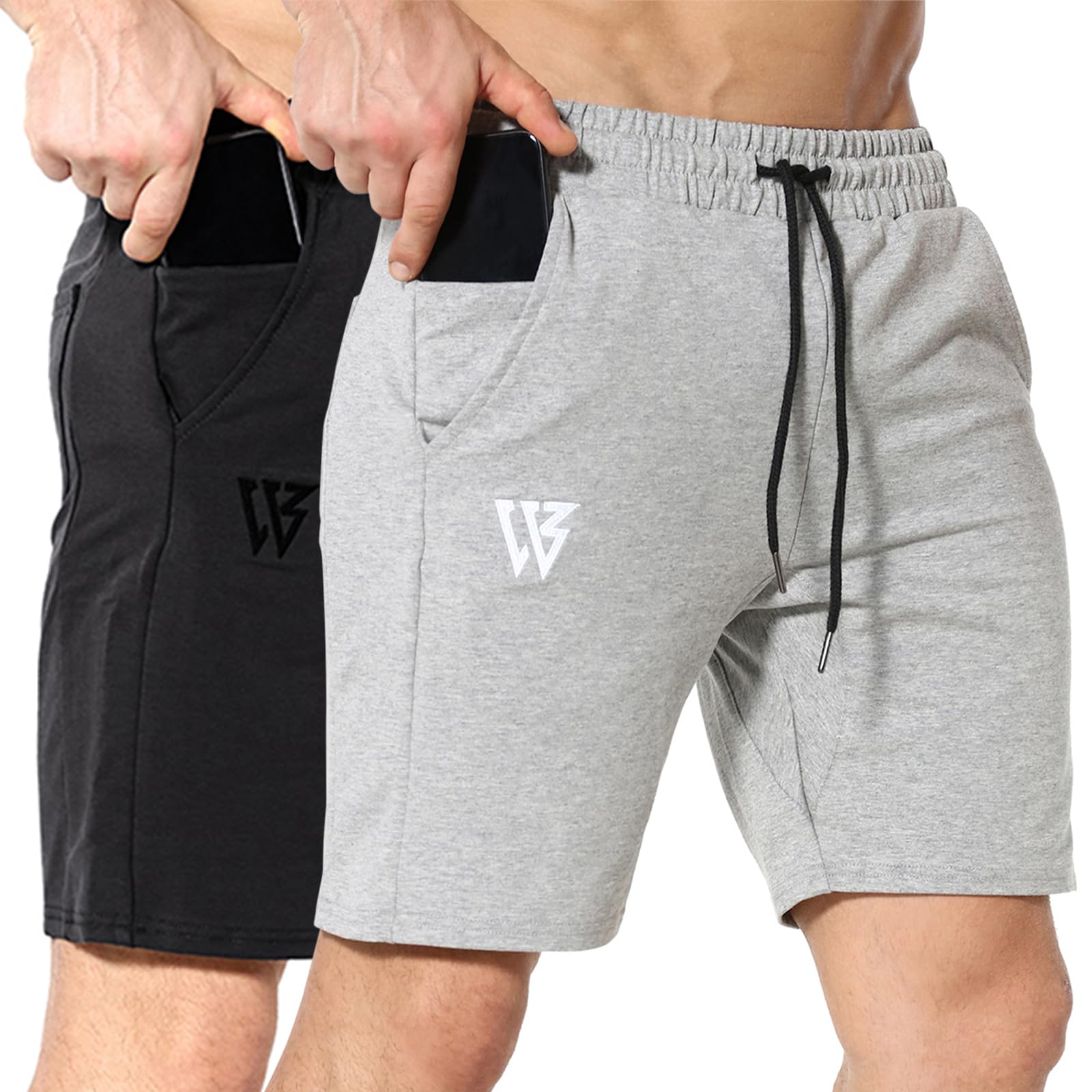 Men's Cotton Gym Shorts 2 Pack - Black/Light Grey S-image-88dbc2ad-05cd-449e-a81f-e0c334305bad-115032