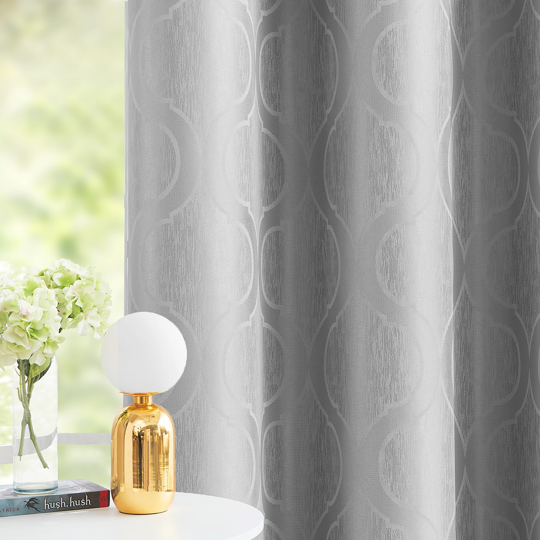 Blackout Curtains Sparkle Jacquard - Greyish Ivory 54x54 (2pcs)-image-654dc338-79bf-4ac0-a09b-2883c28117aa-104488