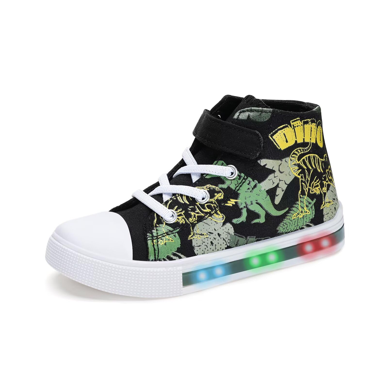Kids Light Up Trainers - Green Dinosaur UK 12