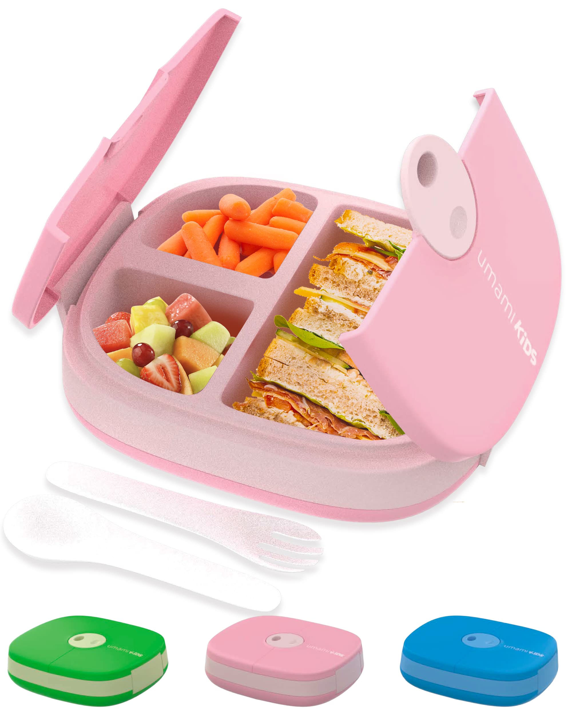 Umami Kids Lunch with Cutlery, Leak-Proof, Durable, Box 3 3 9, (Pink)-image-fab6e027-8e40-4f24-9d92-7353f10fed56-45596