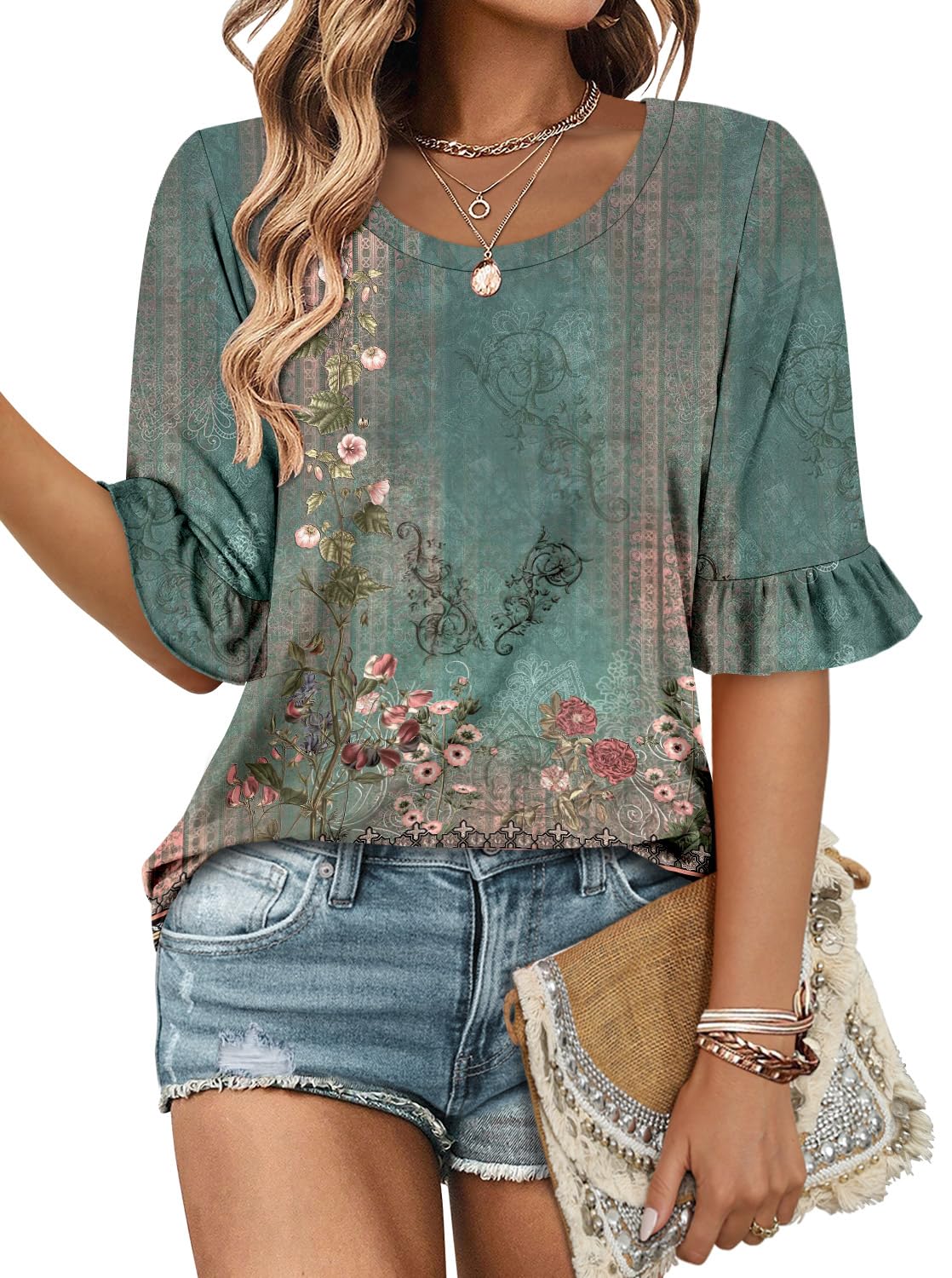 Women's Tunic Top 3/4 Sleeve - Green 16-18-image-fe22be79-8c88-4da7-ae71-722075feeb6d-123536