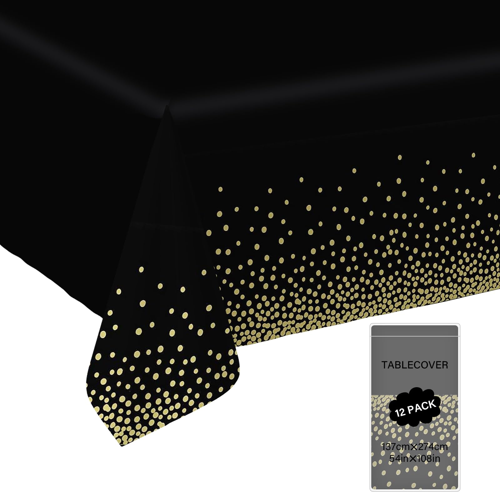 sundee Premium Plastic Table Cloths Tables(54" x 108"),12 Black Gold-image-9f2a76ab-a9b8-4bac-9f8a-4cced810c7bd-43494