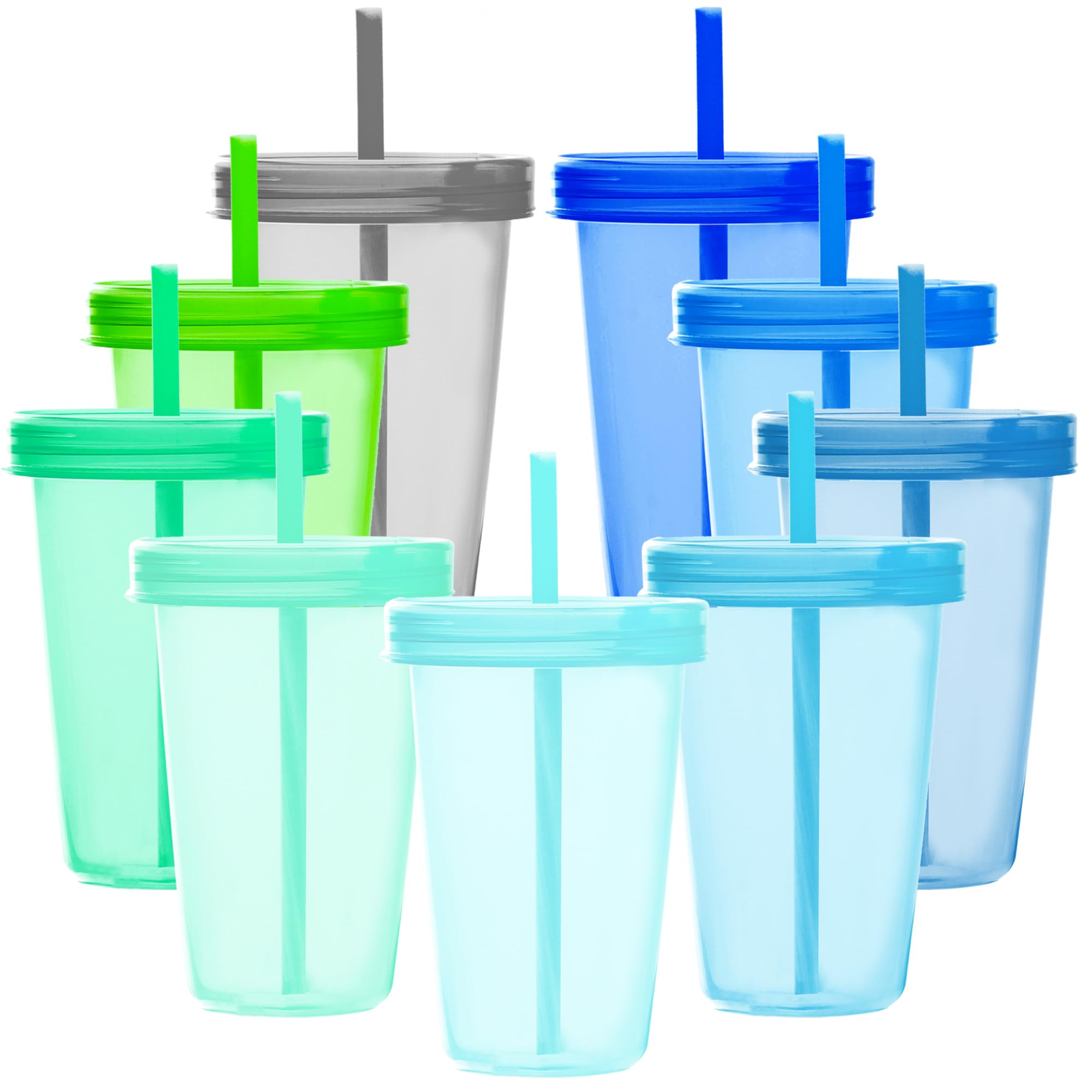 Youngever Sets Plastic Cups with Lids and Straws, Reusable 9 500ML-image-2788d997-008a-48e1-bf7b-c2353c69928f-61494