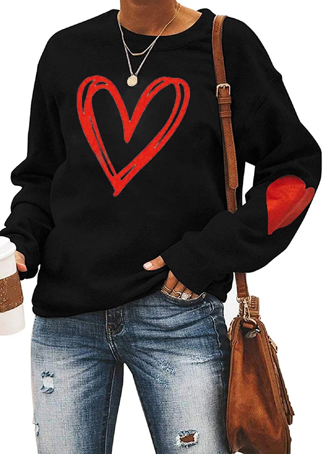 Women's Valentines Sweatshirt Plaid Heart - Black L-image-8af647aa-a9ef-482d-b19a-7e087317787a-111712