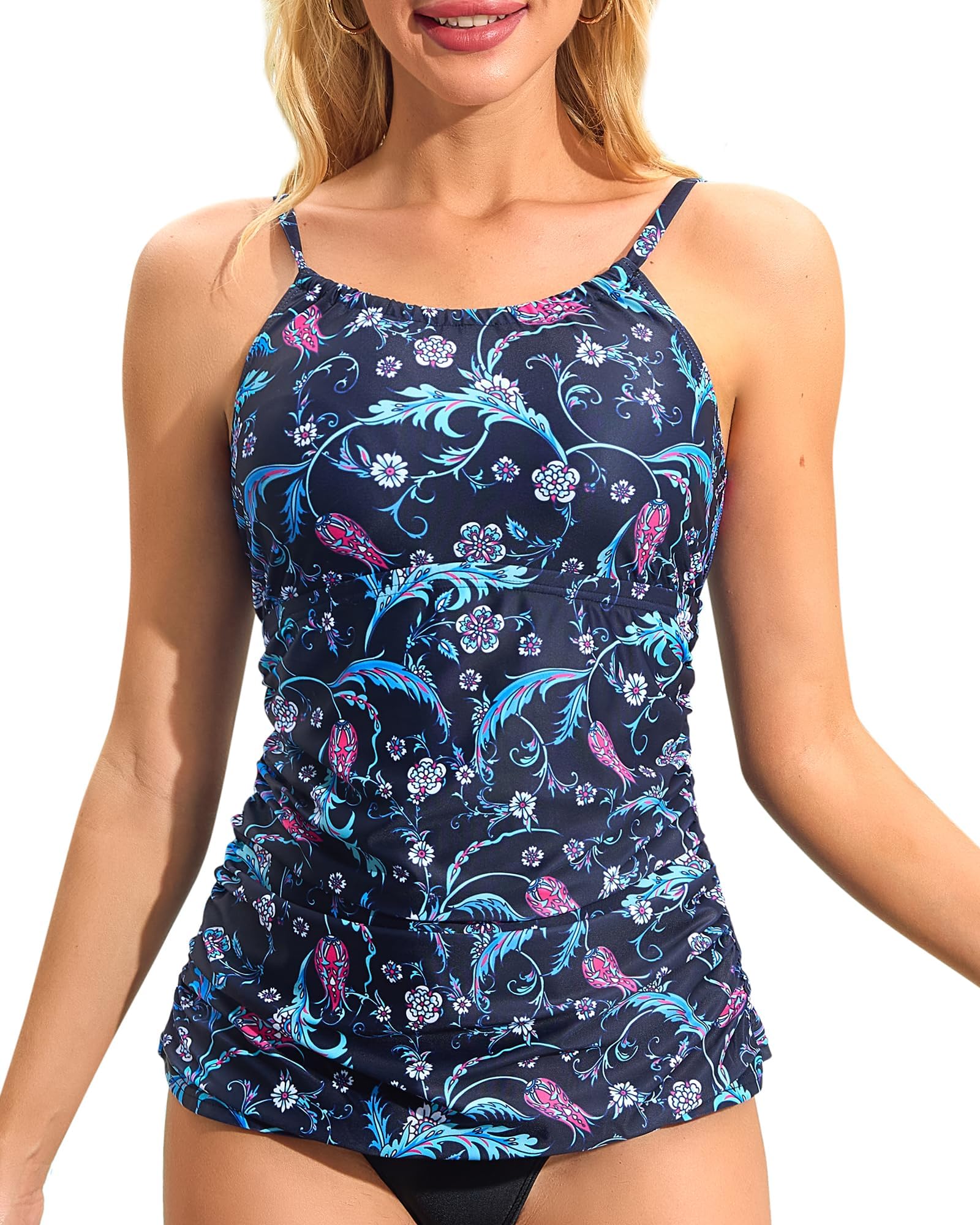 Women's High Neck Tankini Top - Black Floral XXL-image-5238c272-b32f-4e80-8285-a6aa74f9b6be-112681