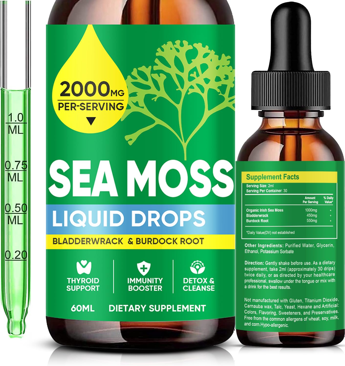 Organic Sea Moss Drops 2000MG with Burdock & Bladderwrack - Boost Gut & Immune Health, Improve Digestion-image-82a150c7-52ab-46b7-87f5-12d4d2dbd3c5-68428