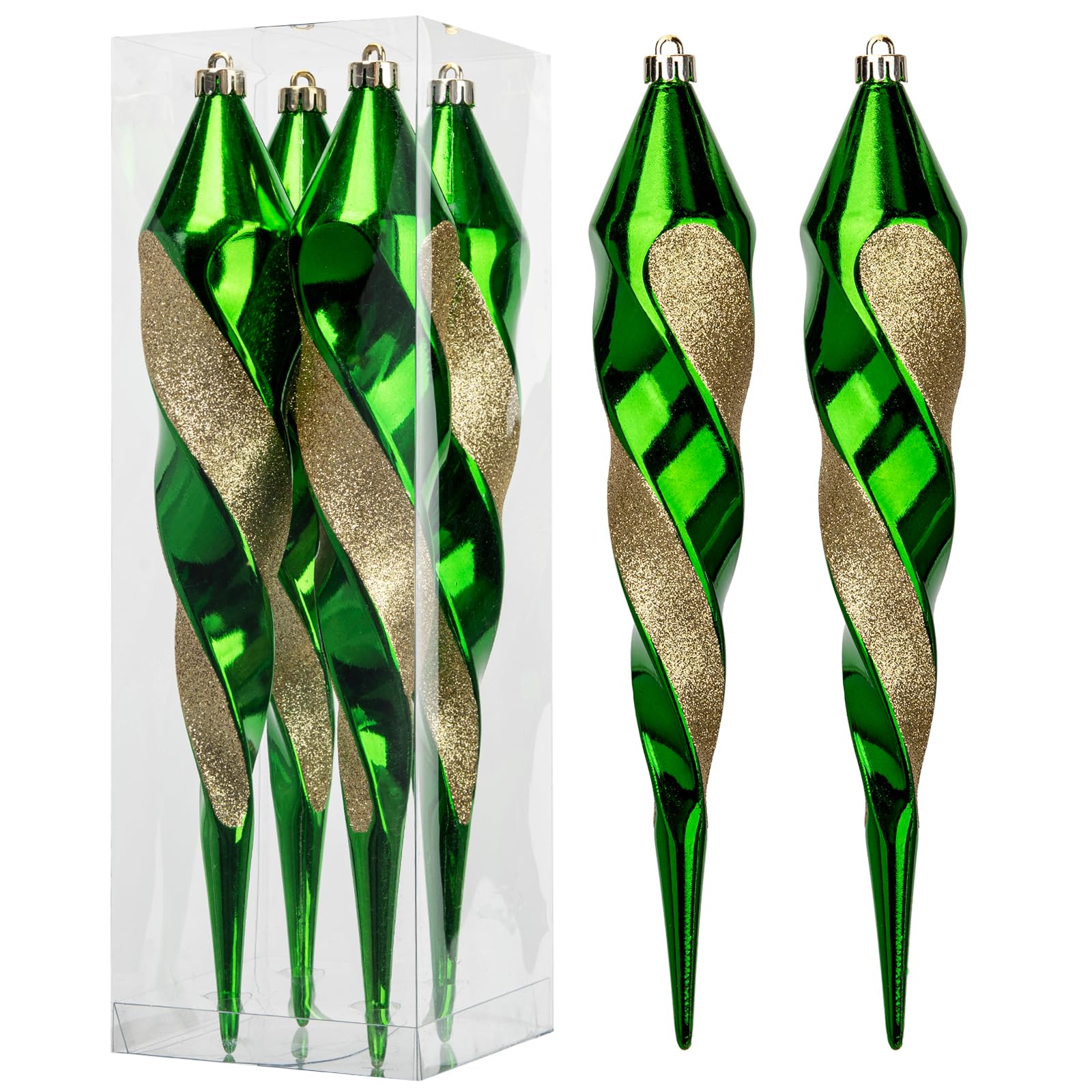 4PCS Swirl Icicle Baubles 30cm Green - Glitter Xmas Tree Ornaments for Holiday Decor-image-dfb588d6-f192-4600-b278-d8a3fbdd1609-66611
