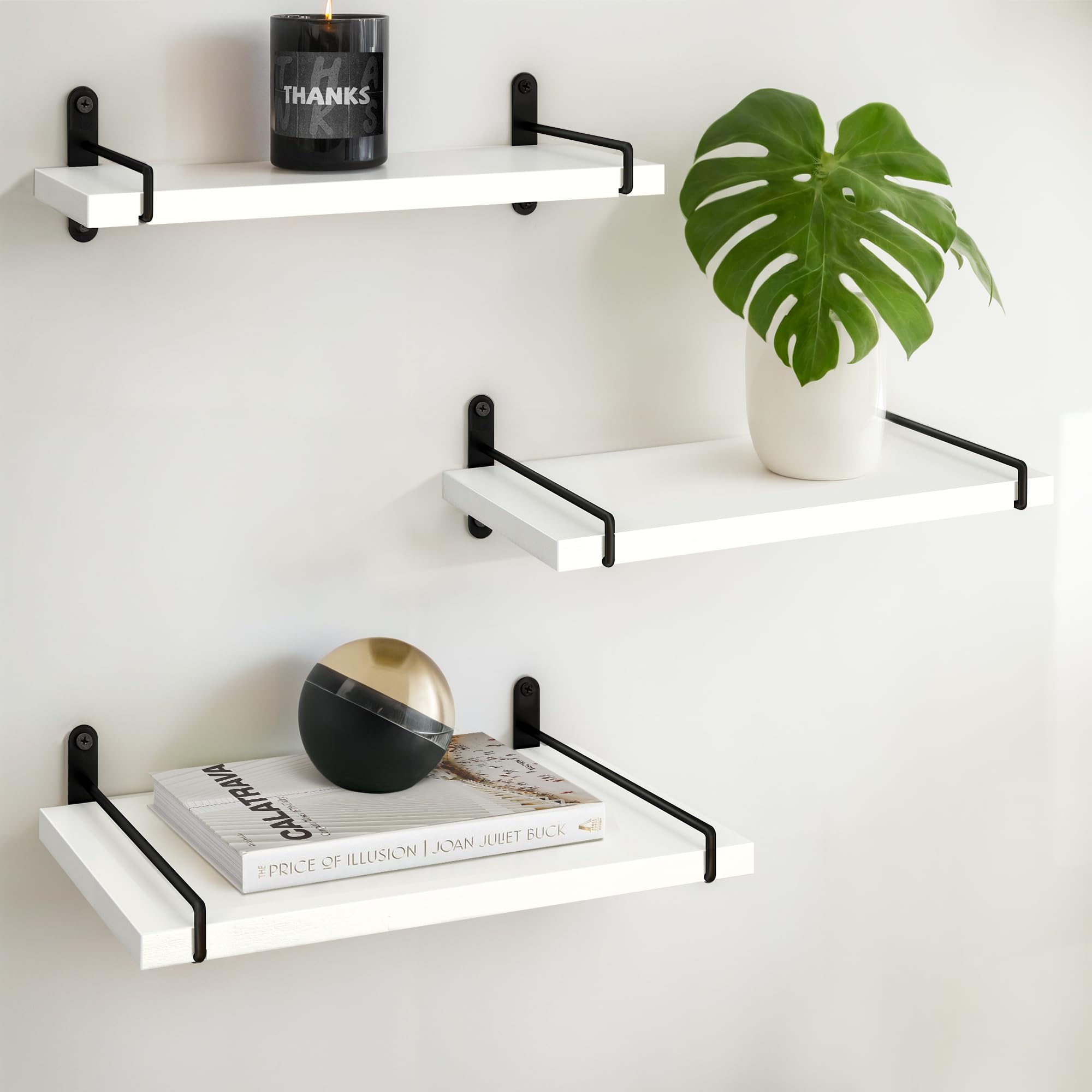 Floating Wooden Shelves Set of 3 - White 30cm-image-5911471a-c972-48a4-ad57-edbb9902eaa7-121785