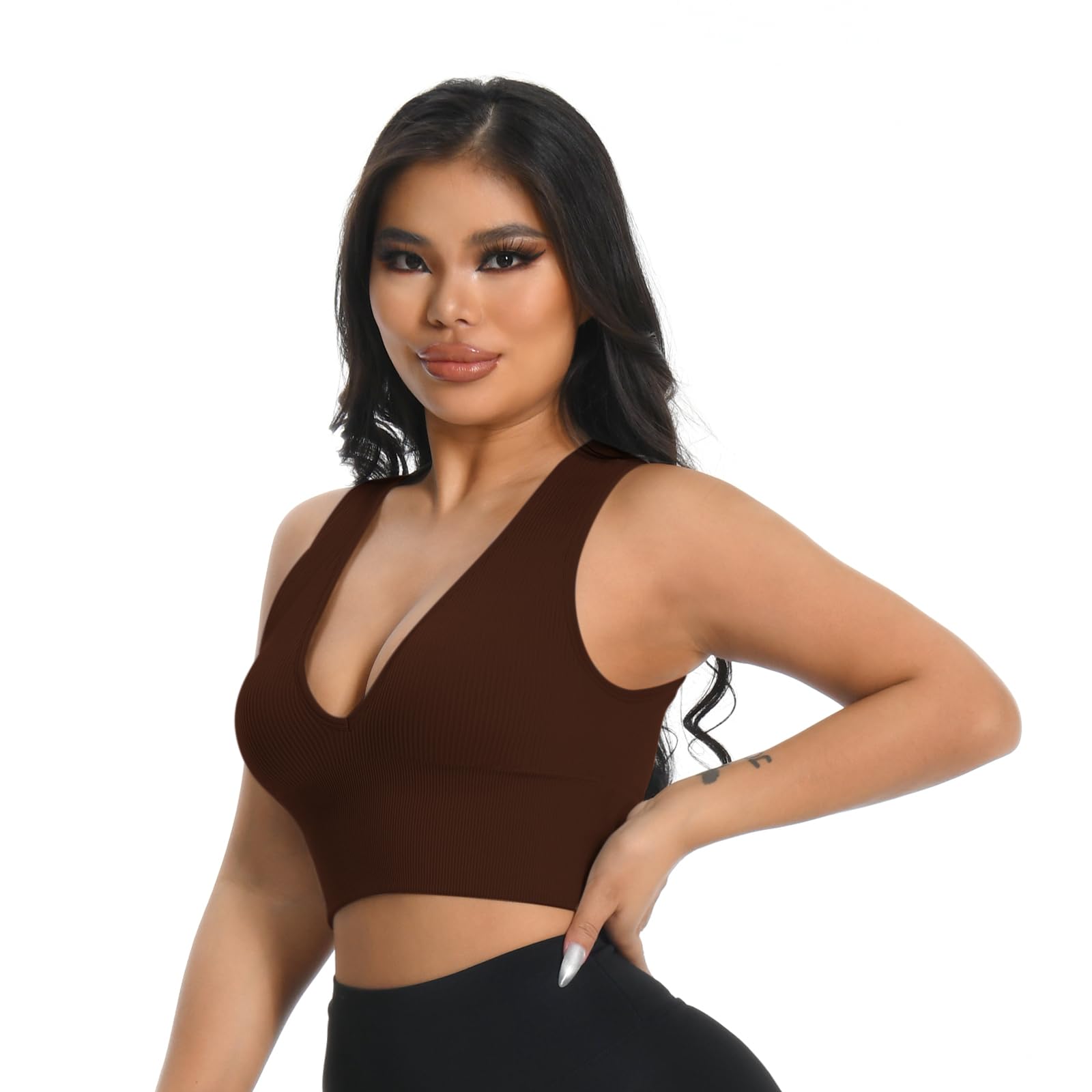 ANGOOL Women's Removable Padded Sports Bra, Sleeveless Crop Seamless-image-a5f83690-21ec-4cf3-ab13-a1ab8d36add6-53123