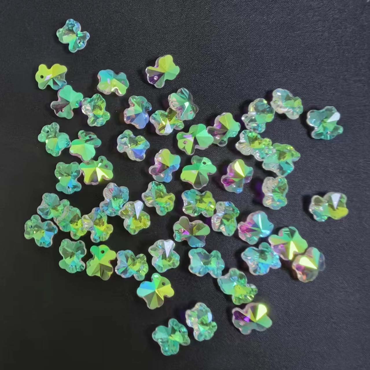 50pcs Colourful Crystal Bear Shape Glass Beads for DIY Jewellery & Craft Making