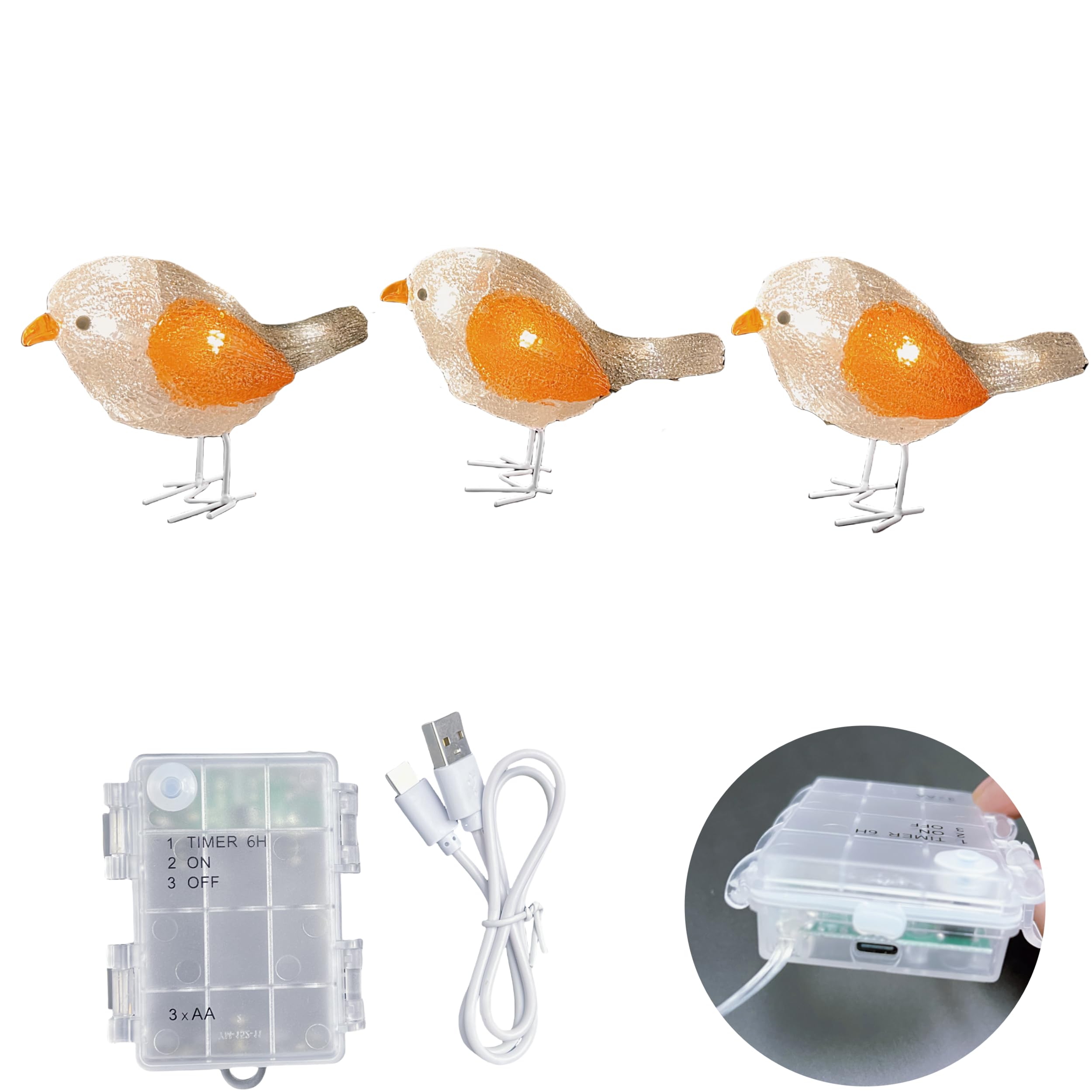 11CM Acrylic Bird Light with Timer, Dual Power, 24 Warm White LEDs for Indoor/Outdoor Use-image-bb9ed5ae-b37c-4ca0-8f93-637286461fd5-53331