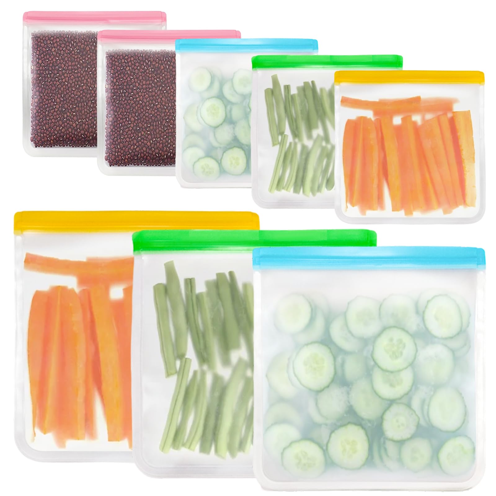 8Pcs Reusable Freezer Bags, BPA-Free, Leakproof & Dishwasher Safe Food Storage for Veg, Sandwiches, Snacks-image-cf923a90-8670-40b2-9e29-9c70ef3f1905-67271