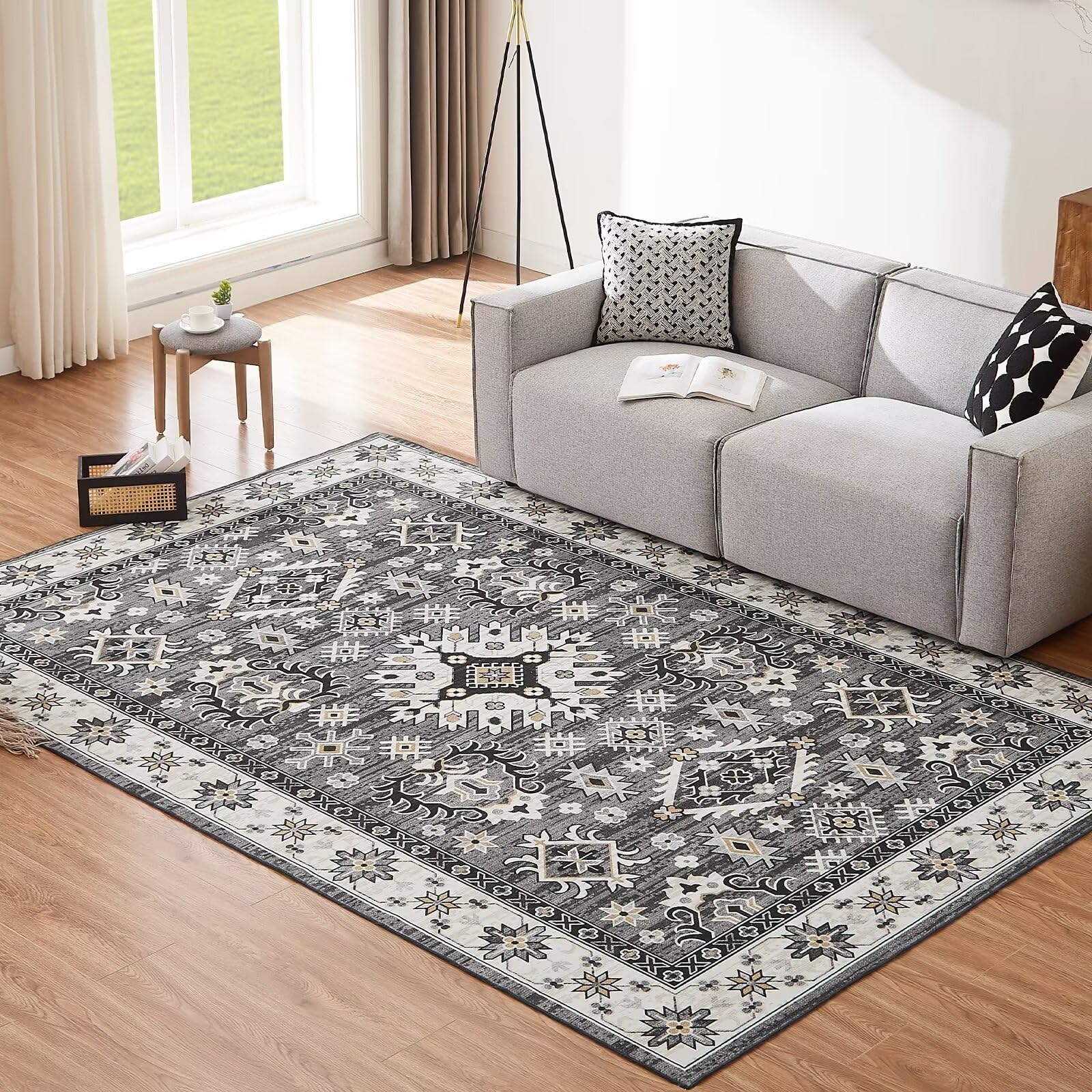 Large Vintage Rug Anti-Slip - Grey Classic 200x290CM-image-e6e696cc-2f30-4ead-9e14-f95446ed2898-120447