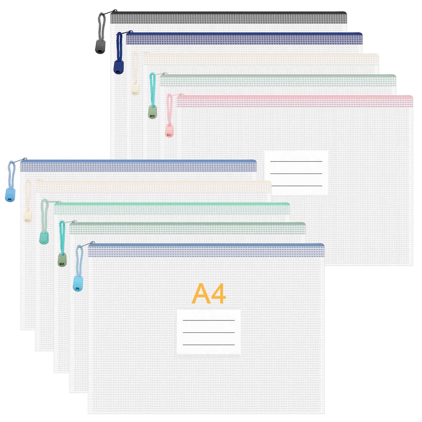 18Pcs A4 A5 A6 Waterproof Zip Wallets - Multicolour Document Folders for School & Office-image-55d1d429-1d41-4643-b7d9-a65f058afaad-59503