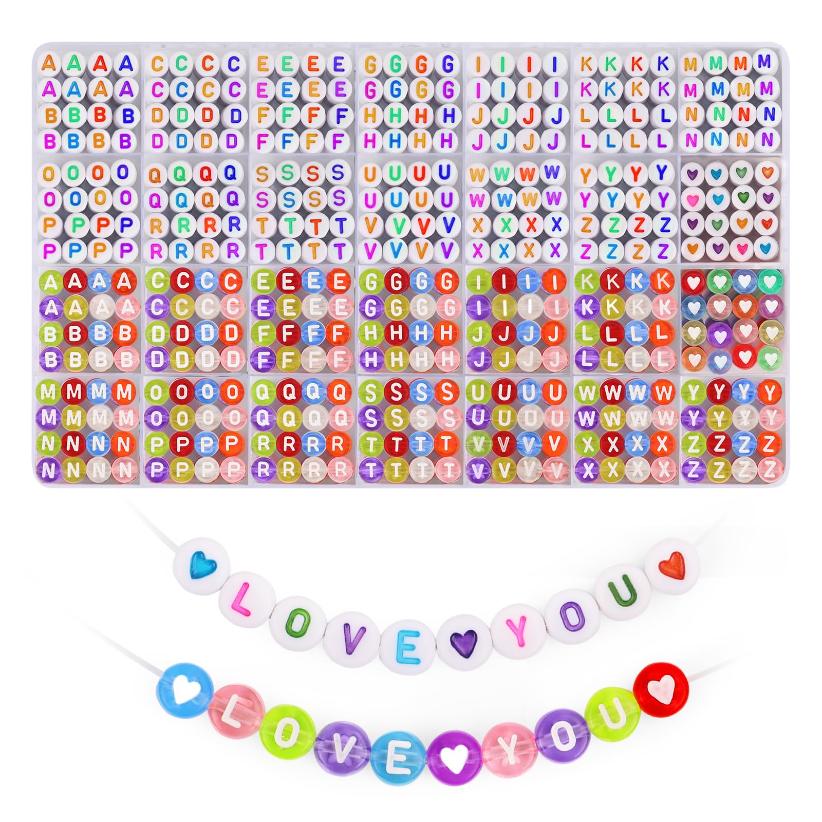 Blingfun 1850PCS Colourful A-Z Alphabet Beads for Bracelet Making - 28 Styles & Heart Beads-image-5ca13519-be8c-486e-935b-51500317b37f-40869