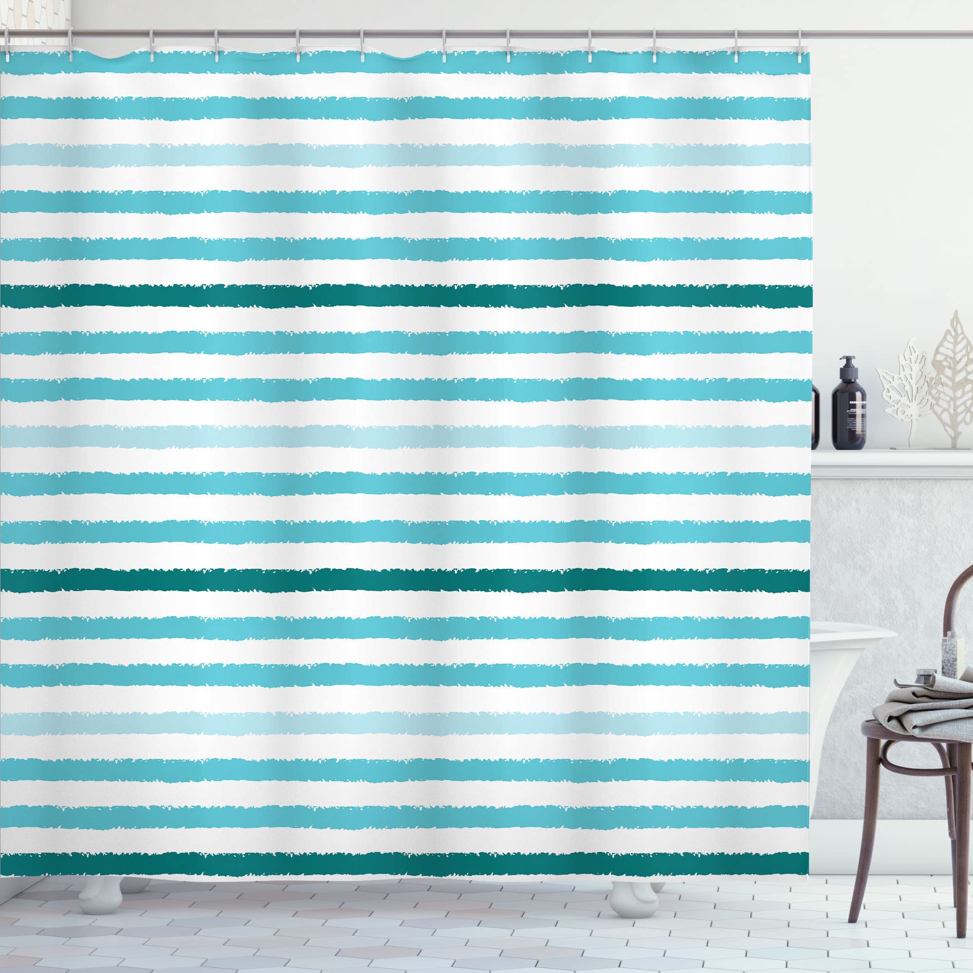 ABAKUHAUS Striped Shower Curtain, Geometric 175 x 200 cm, Blue Black-image-ef54f2cd-c4a1-4c6b-87e6-0add04d6cb61-63639