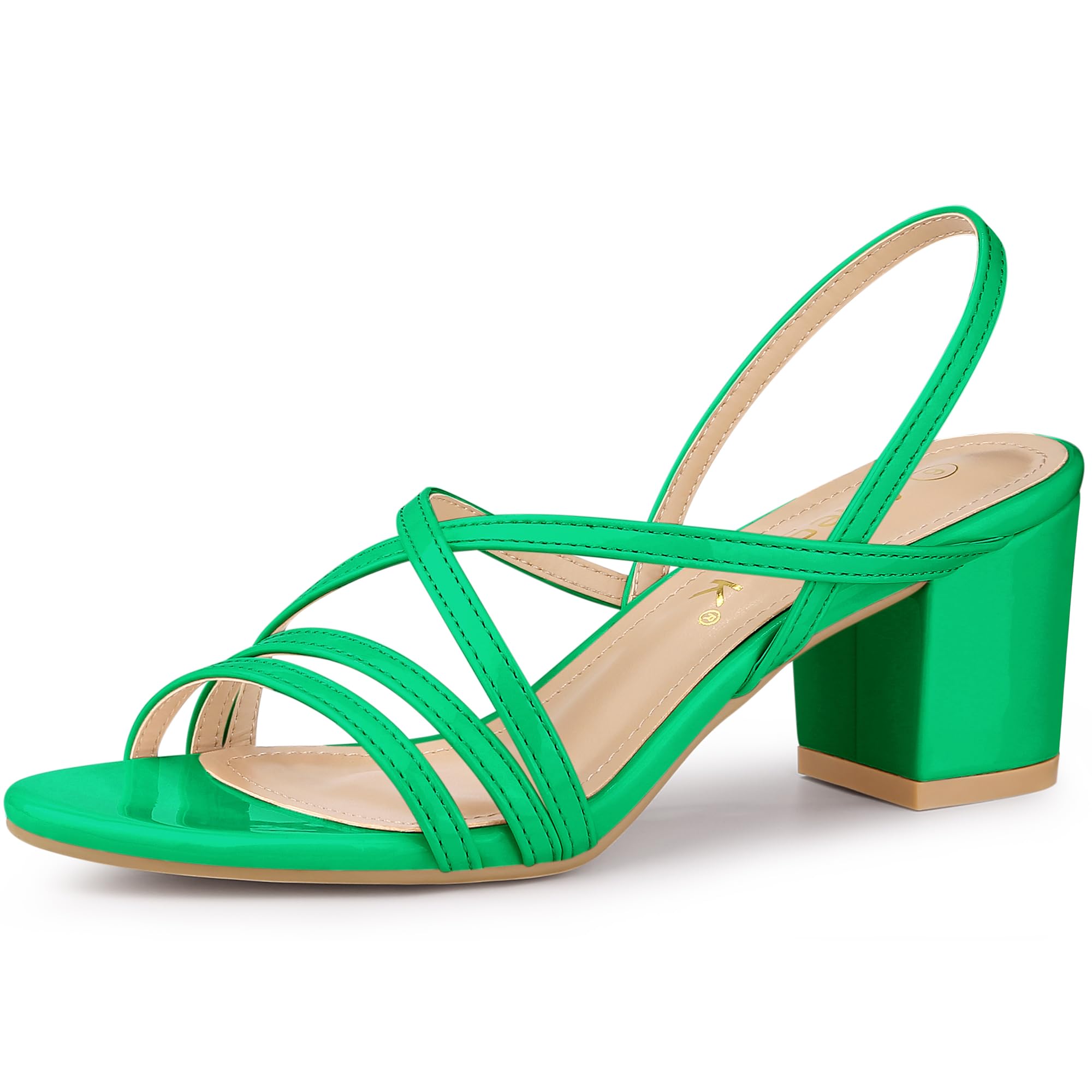Strappy Slingback Block Heel Sandals - Grass Green 5.5 UK-image-ed1b14b3-b6b8-4350-a37e-e30f54079330-85679