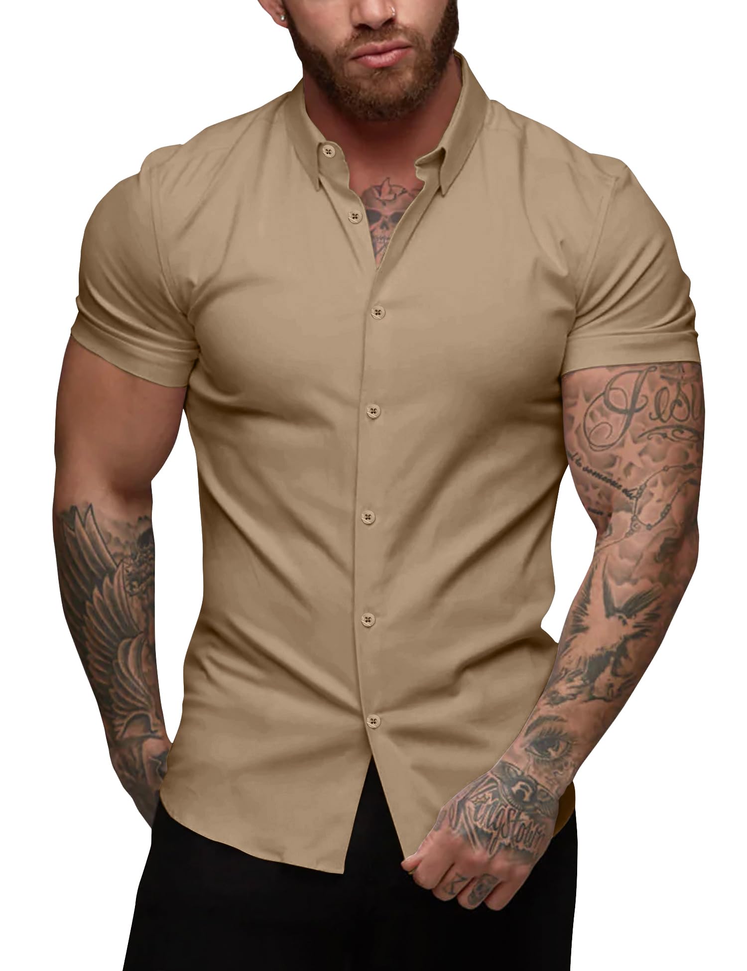 Men's Slim Fit Muscle Shirt - Coffee S-image-6ee36f41-36b8-41b6-a354-9f09e91b7e41-81764