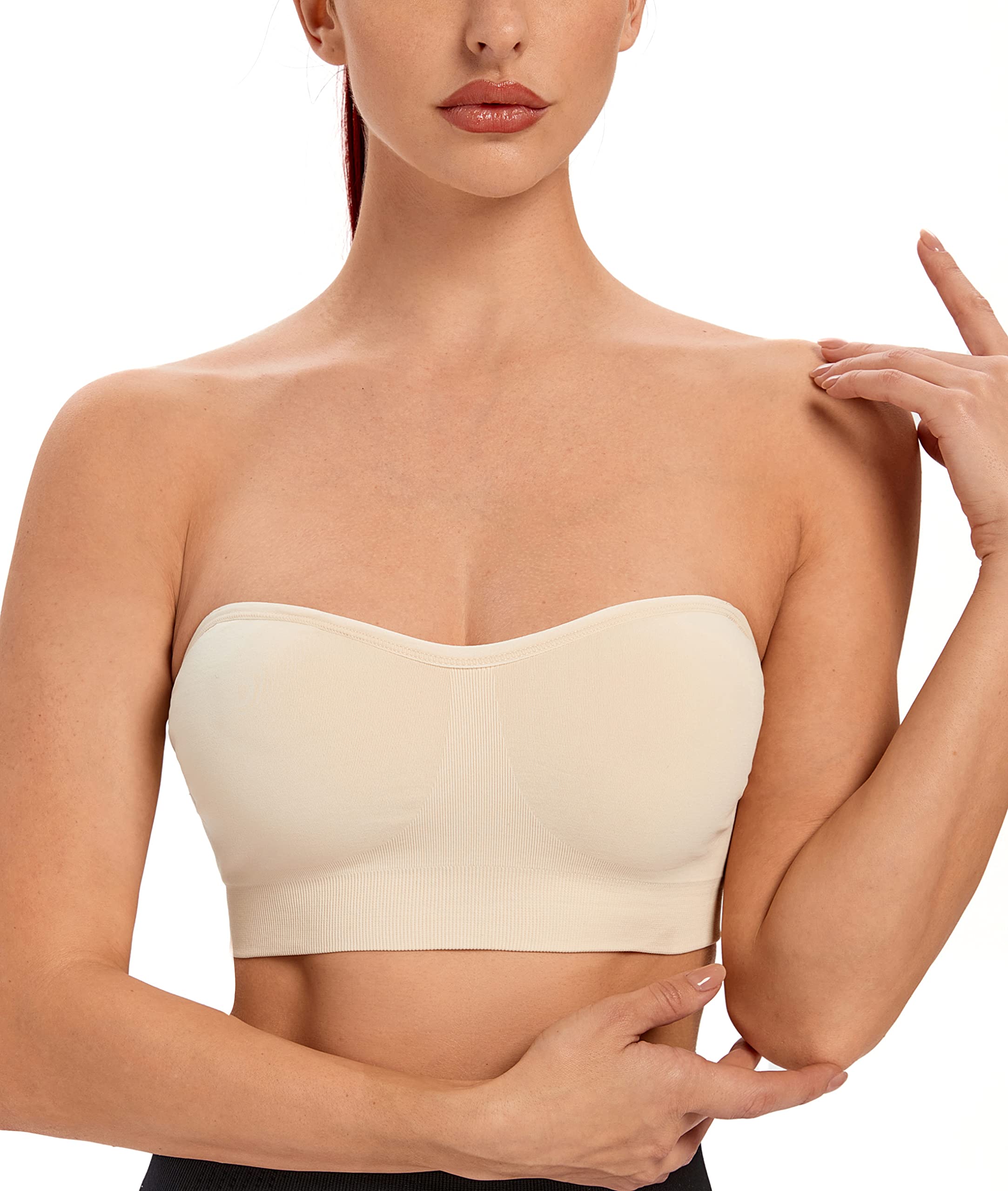 Beige XL Seamless Strapless Bandeau Bra with Removable Padding & Convertible Straps-image-42451f09-eddc-4fbf-9305-e0923c29b10e-43489