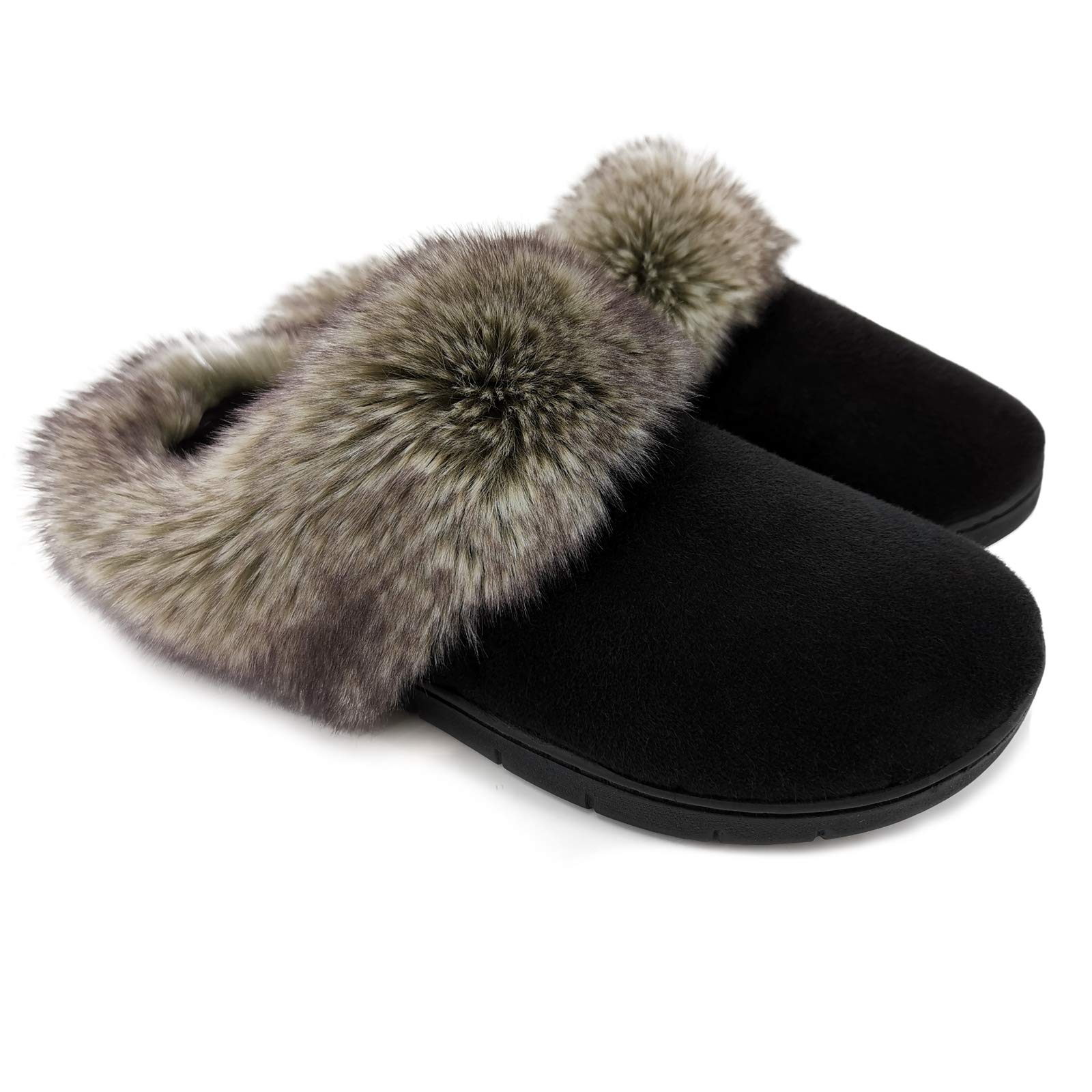 Women's Suede Moccasin Slippers - Black UK 7.5-8.5-image-bc5c852d-f20c-49c9-9d34-595892b0d3c3-112578
