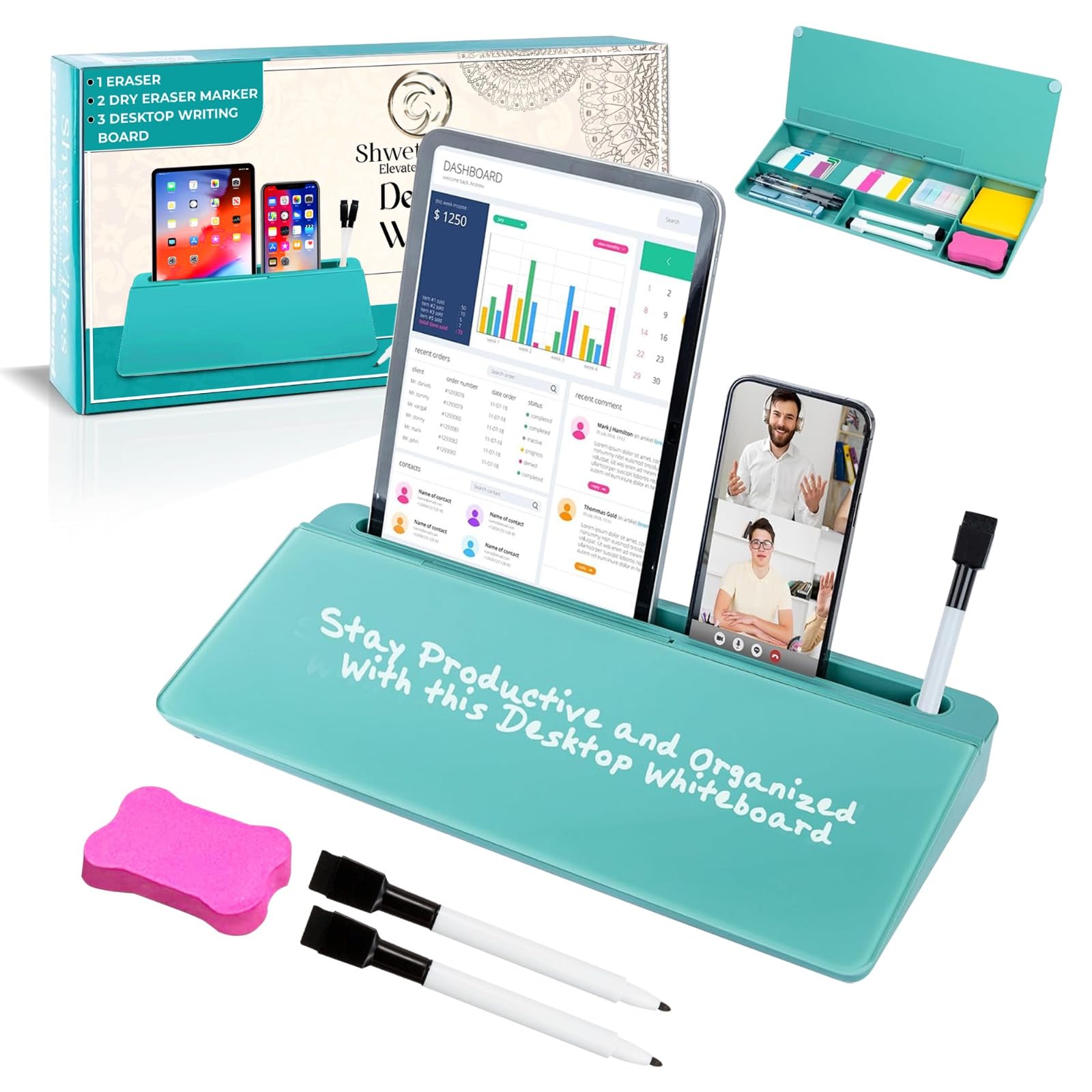Desktop Whiteboard with Drawer - Turquoise-image-e345614f-6a99-4c20-8c15-fe01b84c2e80-105894