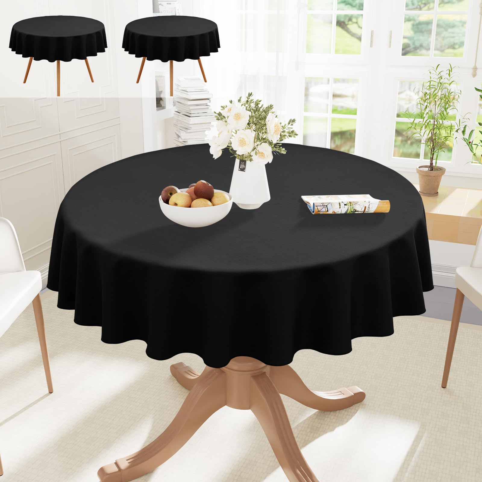 Tablecloth Pack of 2 Washable - Black 150 cm-image-b06a813b-d4ab-4c4d-b619-f5eaa9ab1481-118355