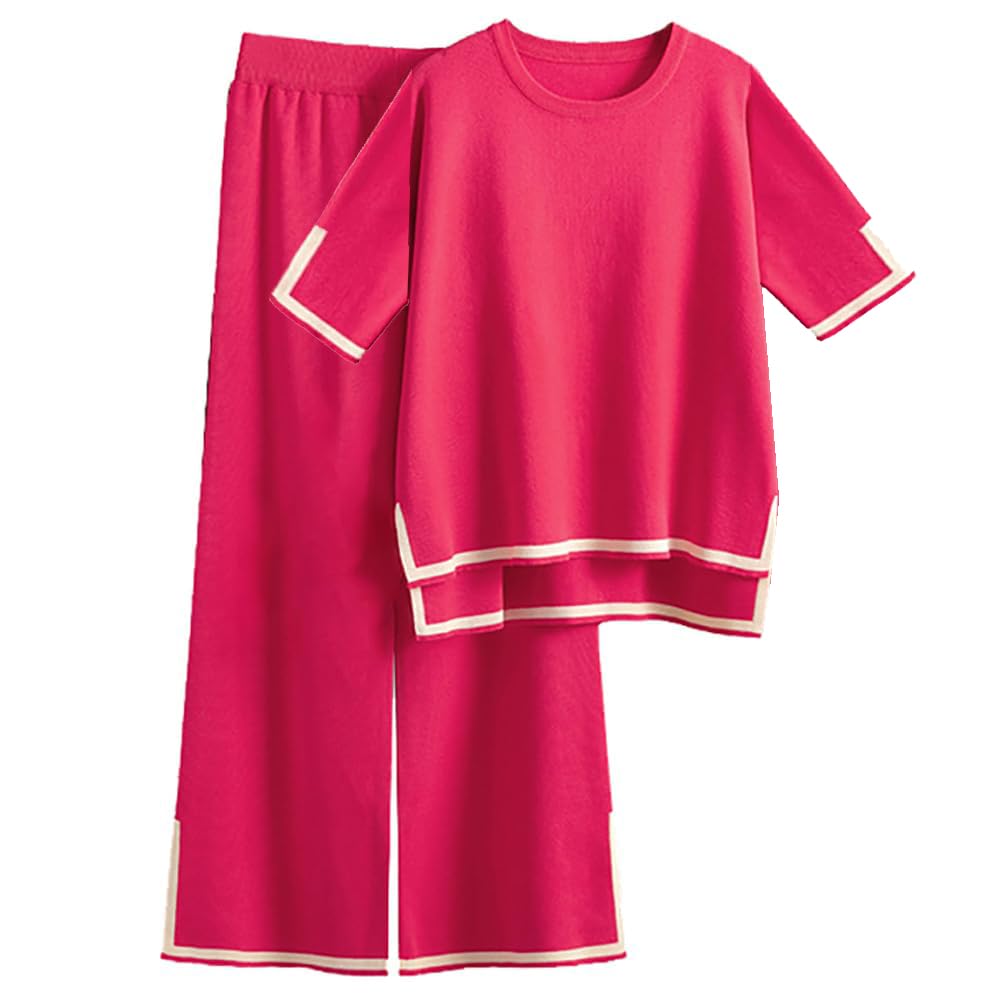 Women's Knit Lounge Tracksuit Set - Red M-image-4a745288-b77d-424f-bded-23dd3f853b39-114333