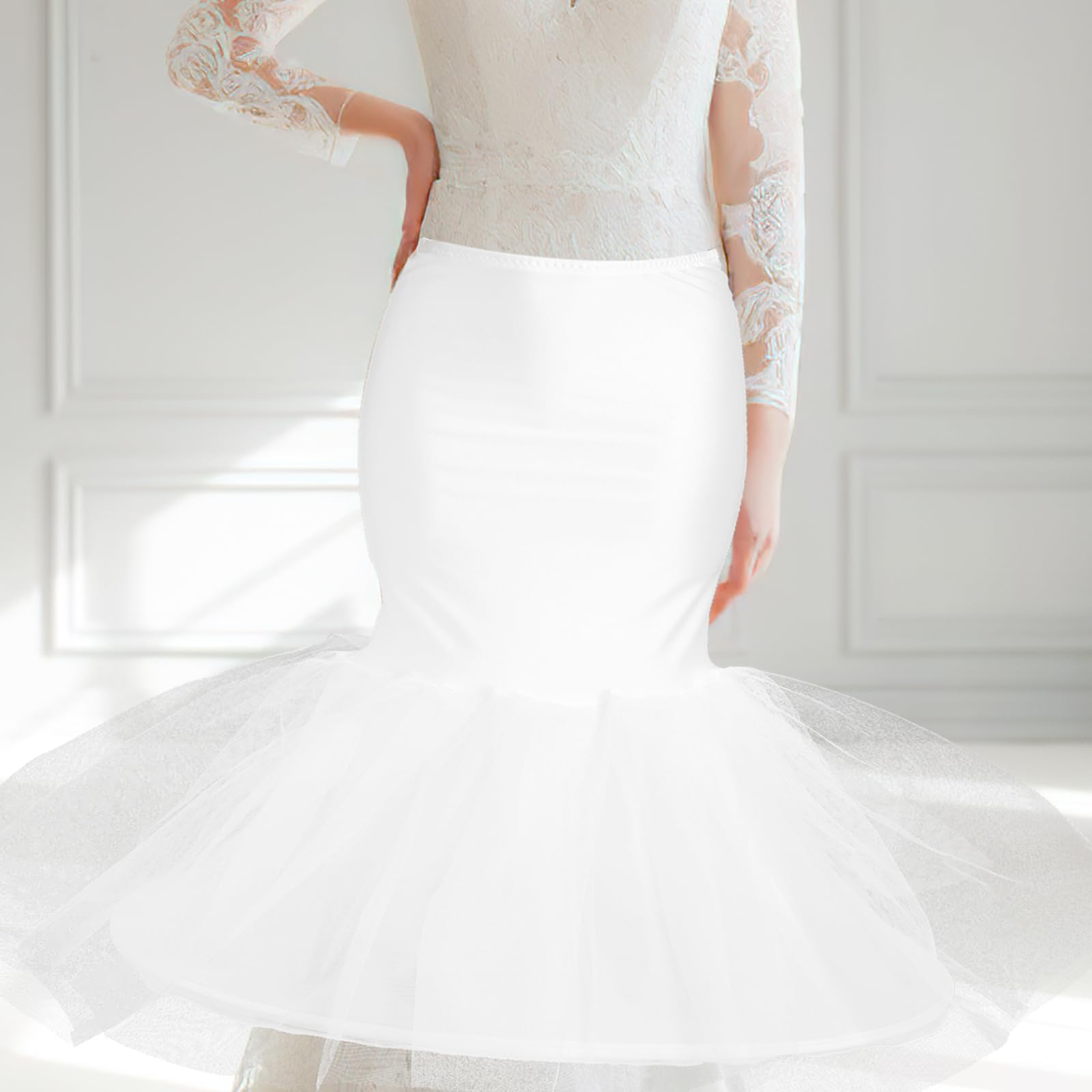 Elegant White Mermaid Bridal Underskirt - Perfect Tulle Petticoat For Wed