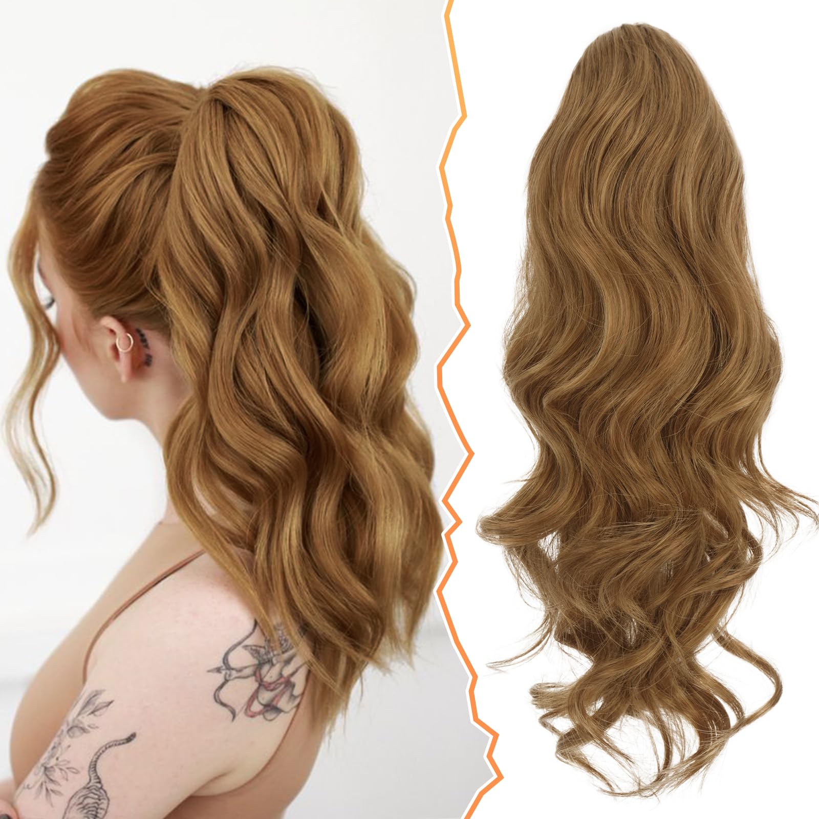 Wavy Drawstring Ponytail Extension - Light Brown Mix Blonde 26 Inch-image-8a44dd62-99ed-4cf1-b596-26978153d79f-112273