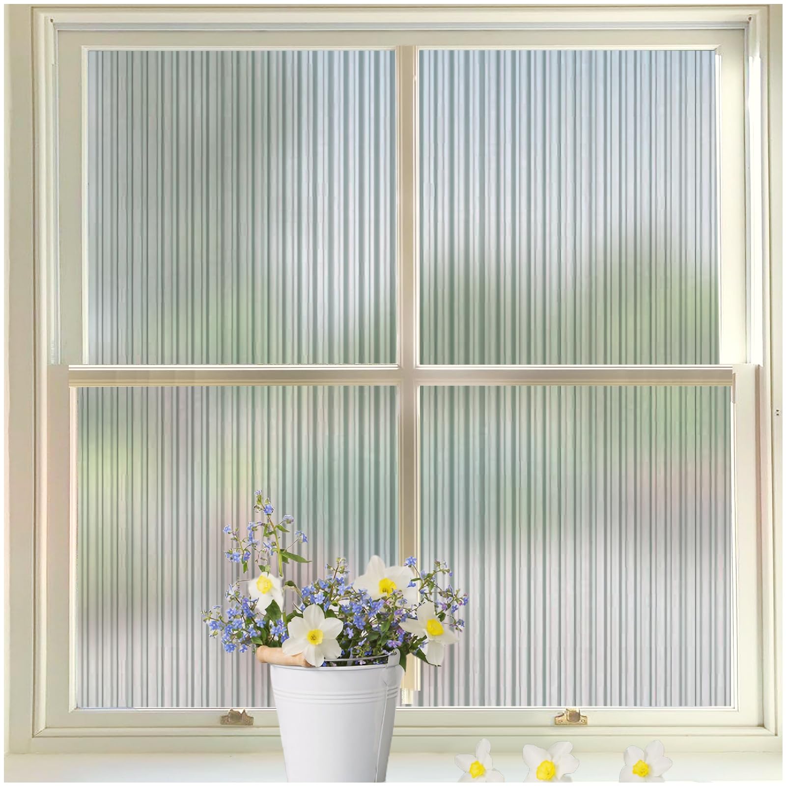 Reeded Glass Opaque Privacy Window Film, Anti-UV Static Cling, 44.5 x 200cm - No Glue, Easy Install-image-801c1702-b4f5-4187-b334-024ac5d86ff2-53962