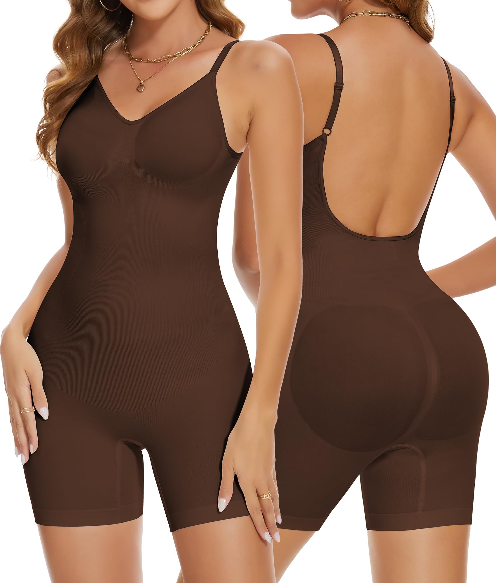 SHAPERIN Women's 2XL Brown Backless Full Body Shapewear - Tummy Control & Mid Thigh Shaping-image-75deca88-ea3d-46d0-b446-720f98ad506d-54073