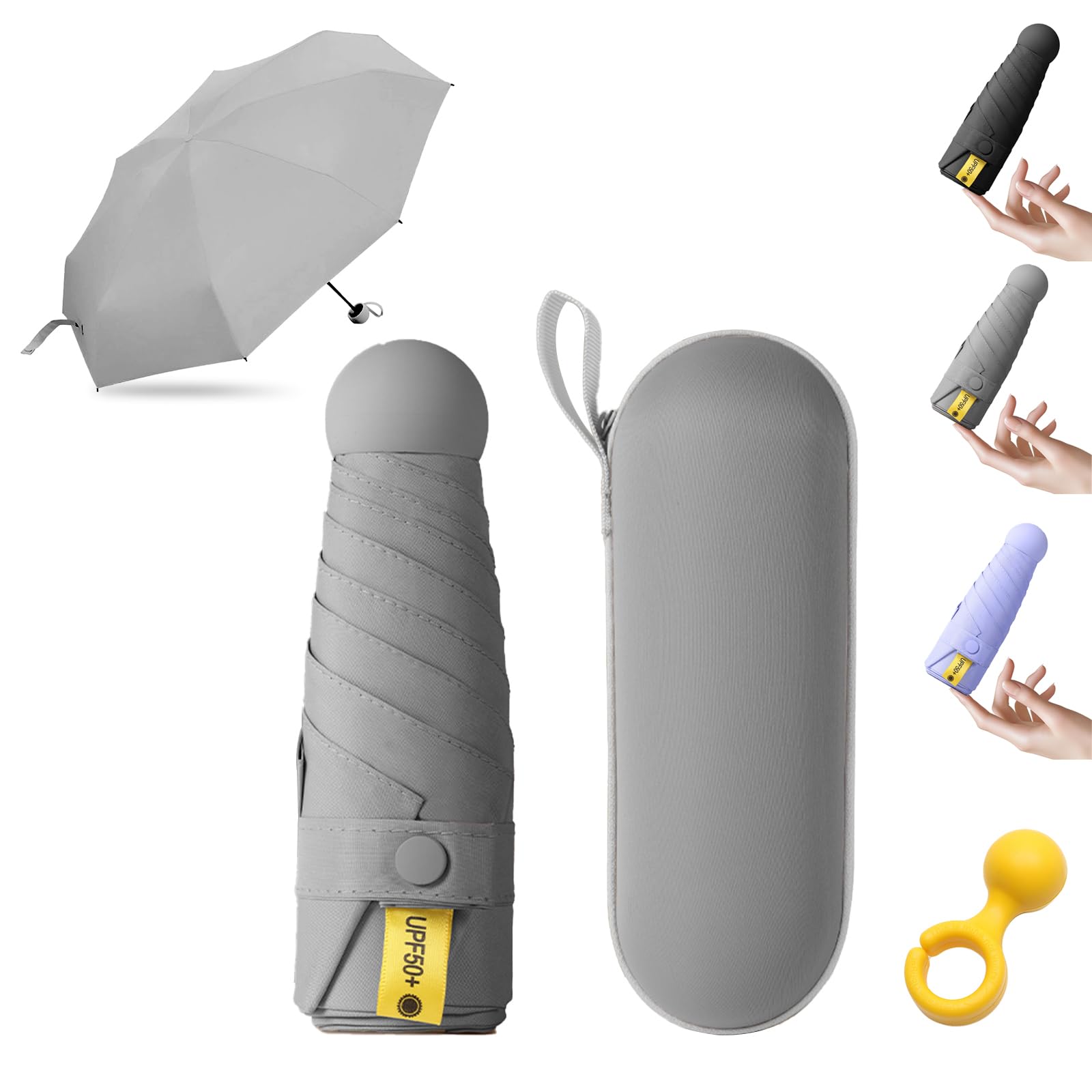 KunpengZen Mini Grey Umbrella - 8 Ribs, Compact, Lightweight, Anti-UV Travel Essential-image-5f55eda7-fff7-4859-8122-ebd9bab97e6b-59036