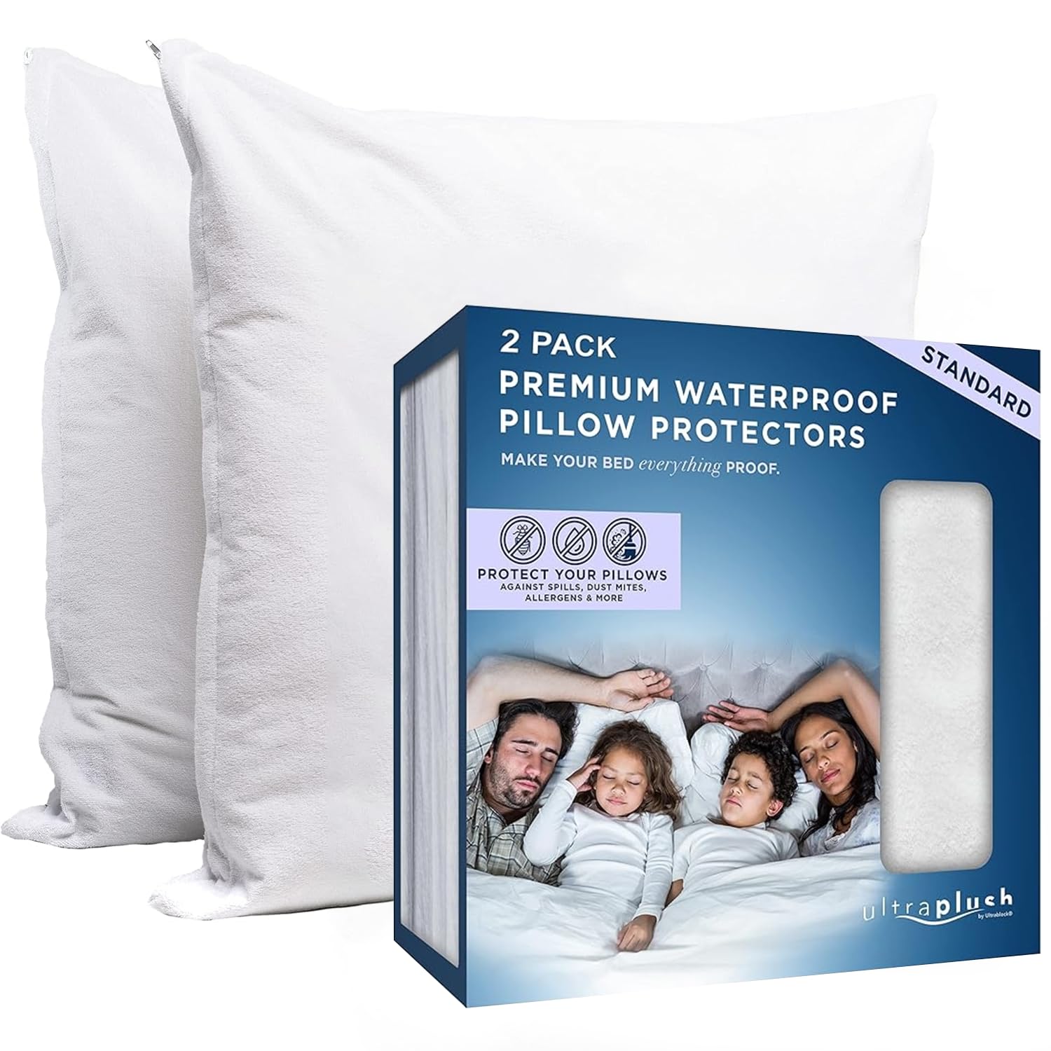 Hypoallergenic Waterproof Pillowcase Set - 2 Pack Zippered Protectors | Super Soft, Bug-Proof | Ideal for Allergies & Sensitive Skin-image-a0ab6580-dda5-43aa-8fec-8ae6ae23cfa5-53888