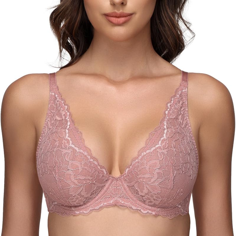 Floral Lace Bra Underwired - Pink Brown 32B-image-f01584af-2f90-4fce-b4d7-eedbe3384535-108753