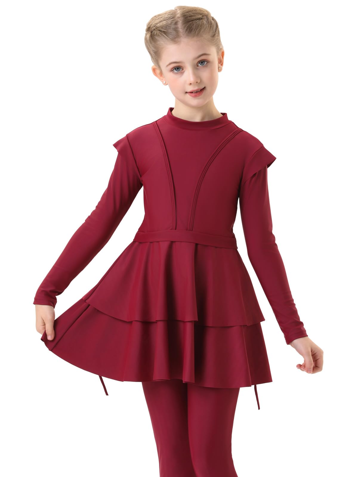 Girls 3 Piece Burkini Swimwear - Wine Red 90cm-image-b4c8f37a-ed29-4e8d-a767-77a9e3fdda2f-87766